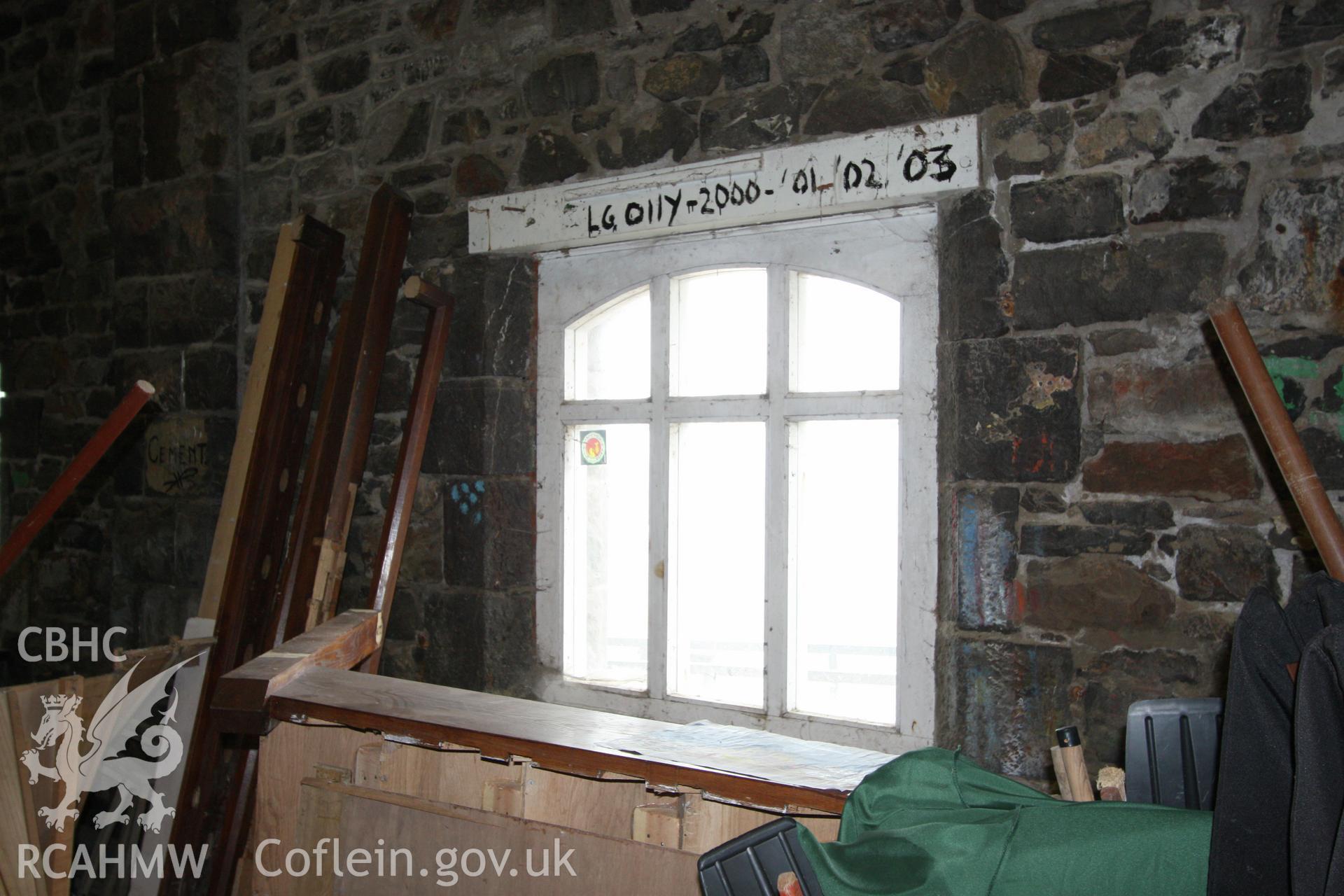 Interior of Castle Sands lifeboat station, detail of window