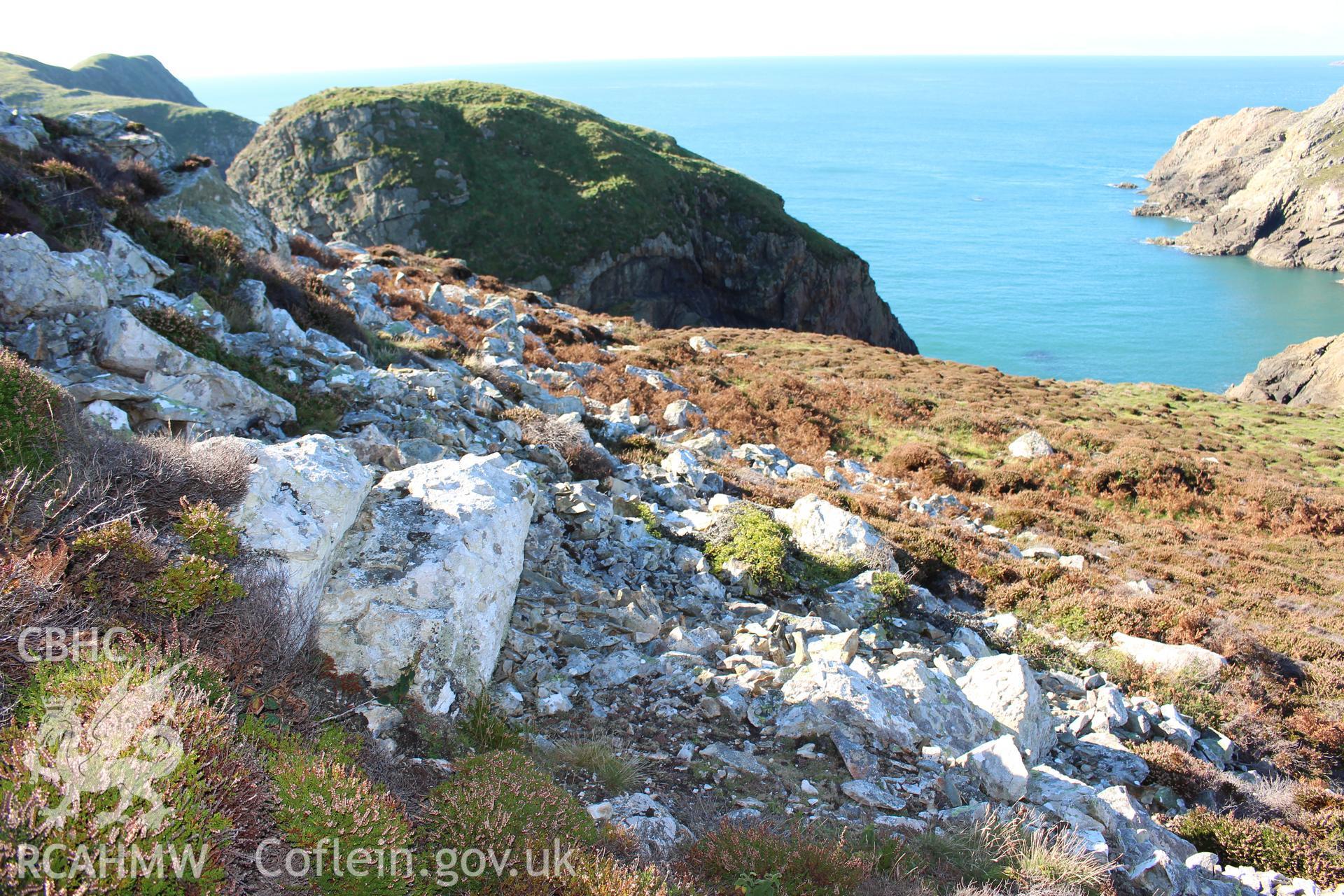 Foel Fawr Stone Implement Working Site. View looking south across flaking floor.