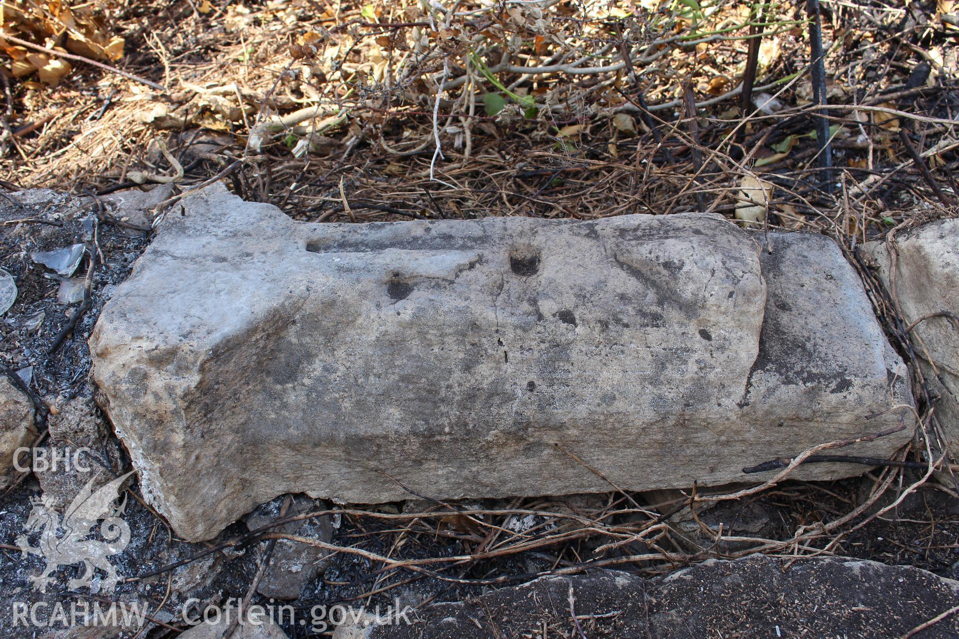 Sudbrook Chapel, June 2015. North chancel window base and reveal.