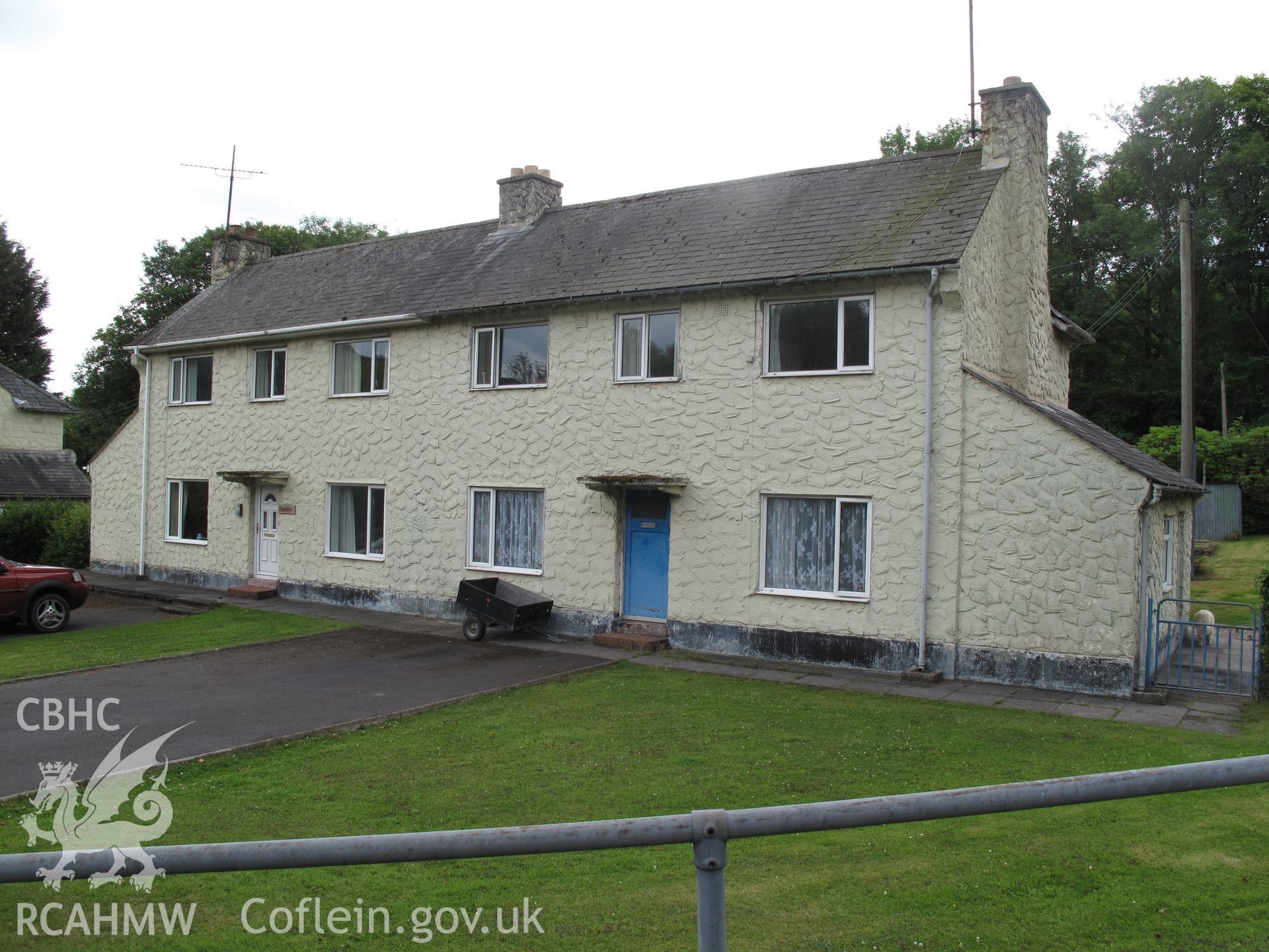 View from the northwest of nos.1 (right) and 2 (left) Milk Marketing Board Houses, Felin Fach Creamery.