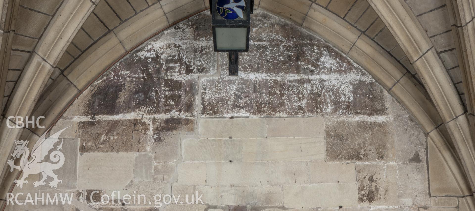 Fragmentary remains of wall painting in porch