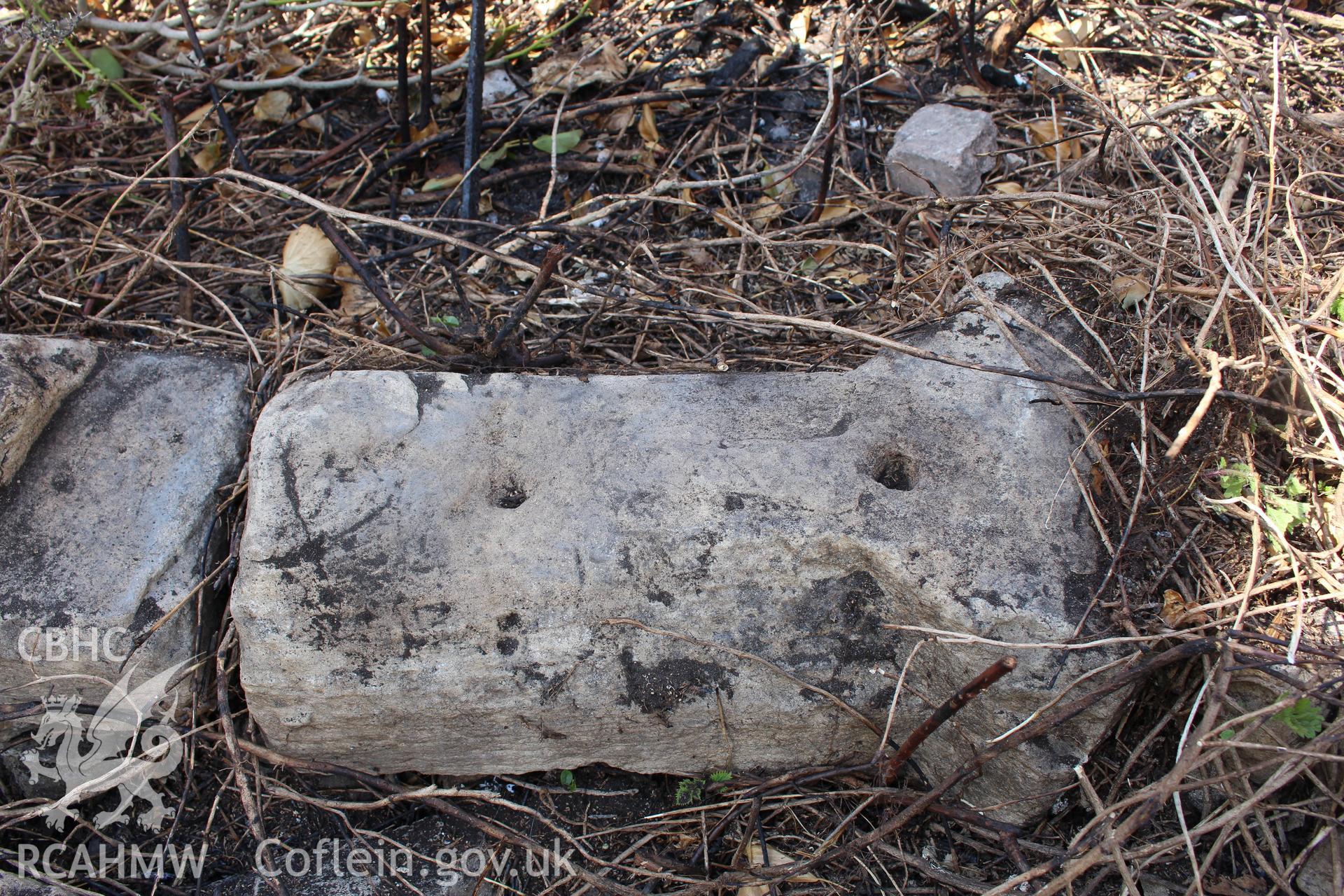 Sudbrook Chapel, June 2015. North chancel window base and reveal.