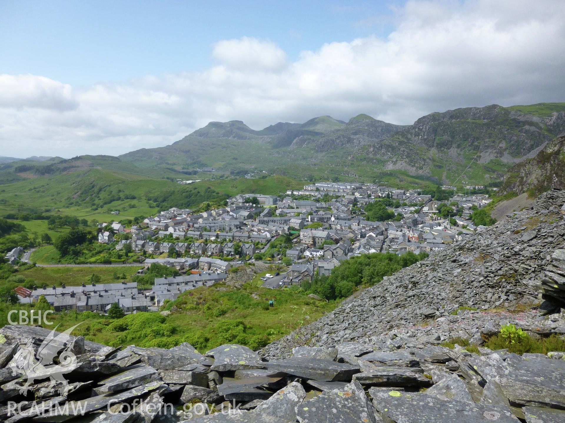 Blaenau Ffestiniog. View looking south-west from Diffwys quarry.