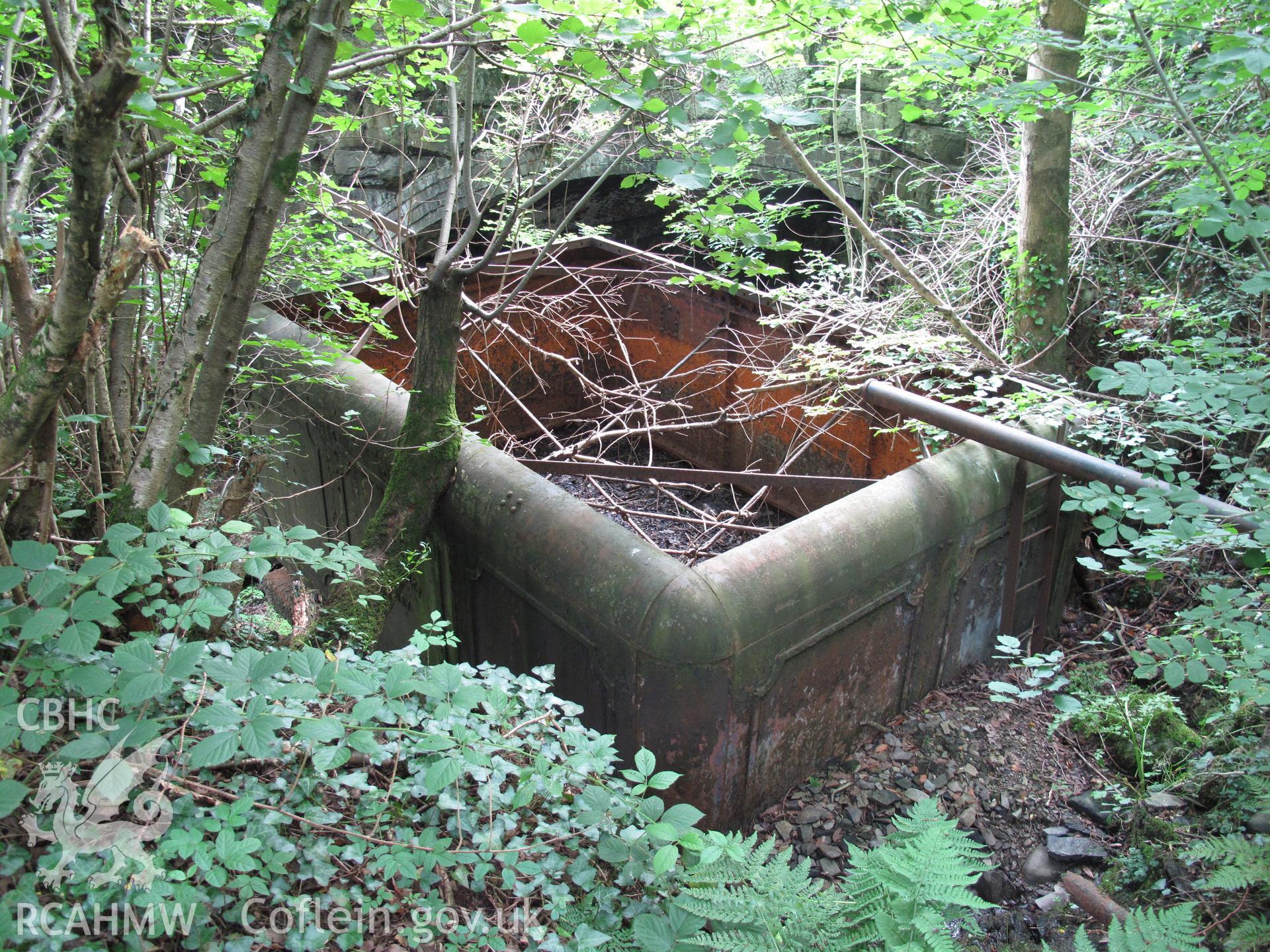 Locomotive water tank at Pont Llanio Railway Station viewed from the northeast.