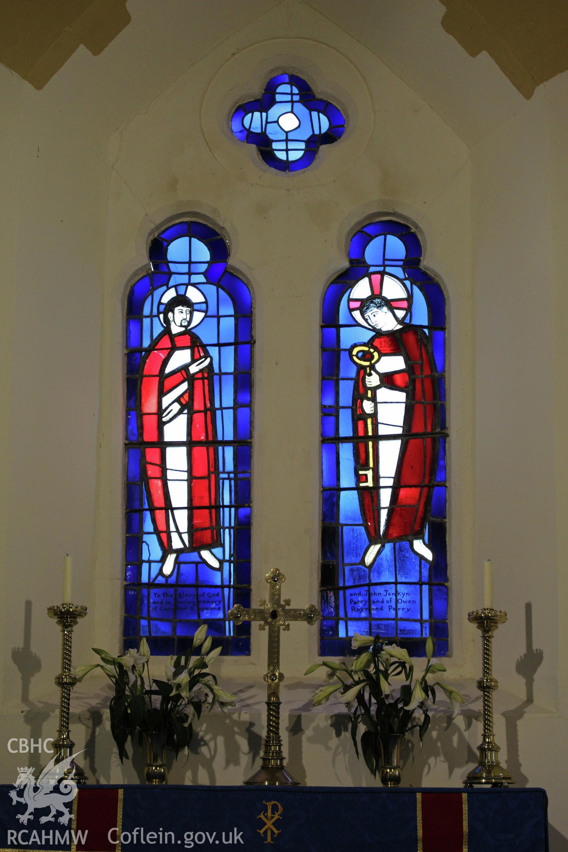 Detail of east window: Christ & St Peter by Roy Lewis 1962