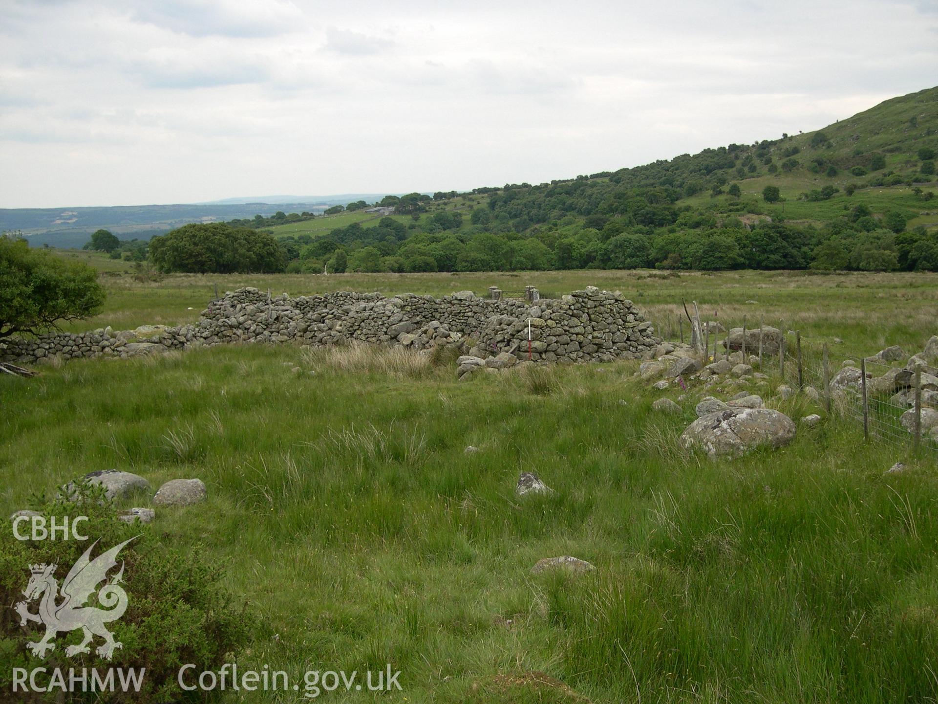 Digital photograph of Bwlch-y-gaer Longhouse II from the South-east. Taken on 21/06/04 by A. Lane during the Eastern Snowdonia (Central) Upland Survey.