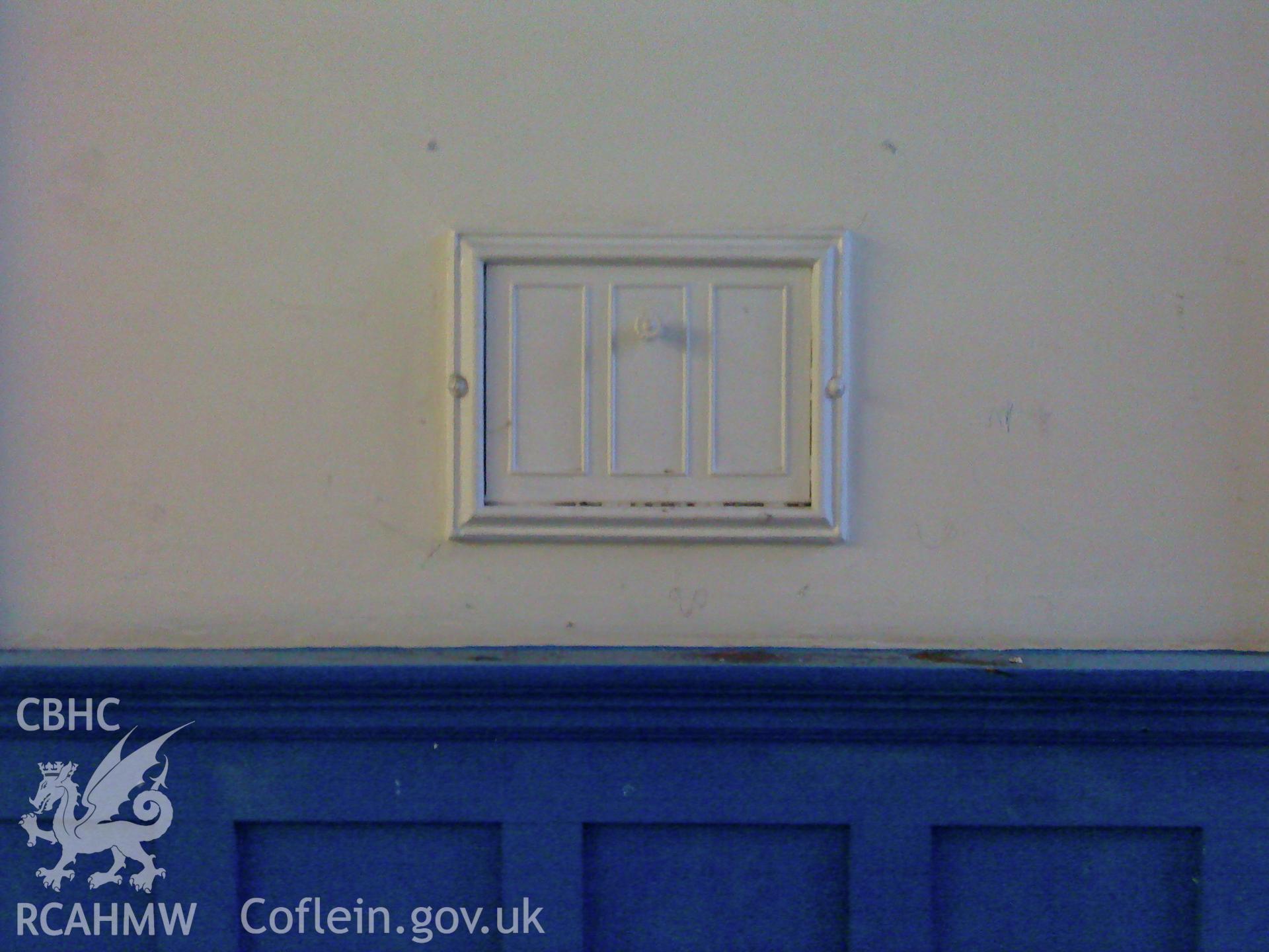 View of ground floor interior - serving hatch in blue panelled room