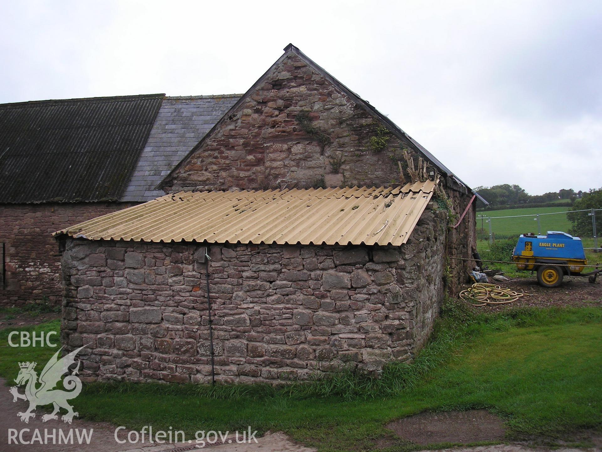 Exterior of barn and lean-to