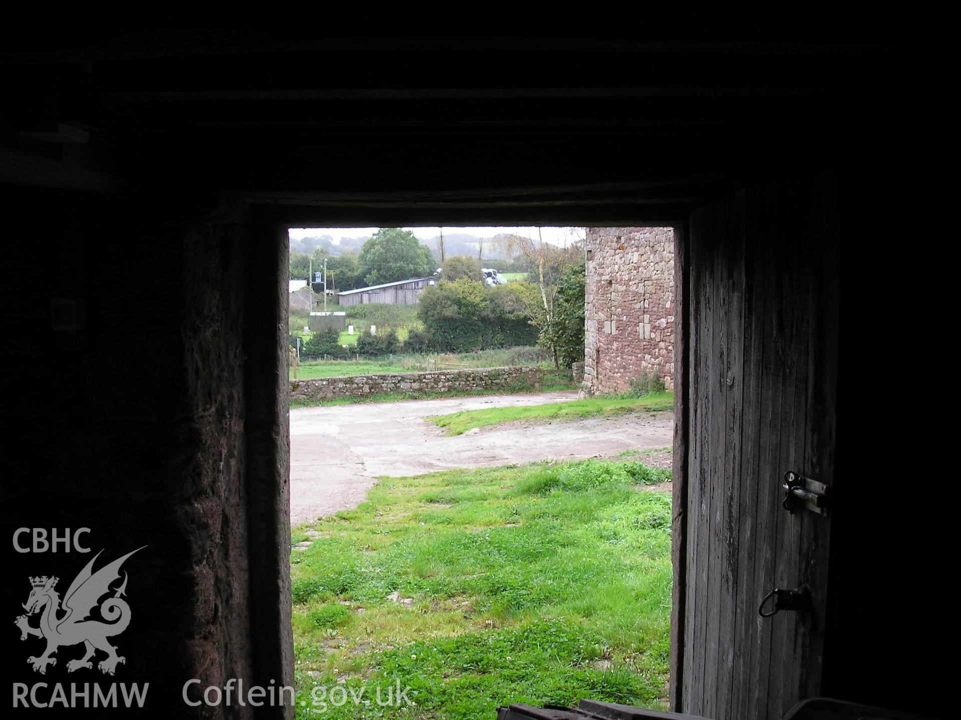 Interior of barn showing entrance