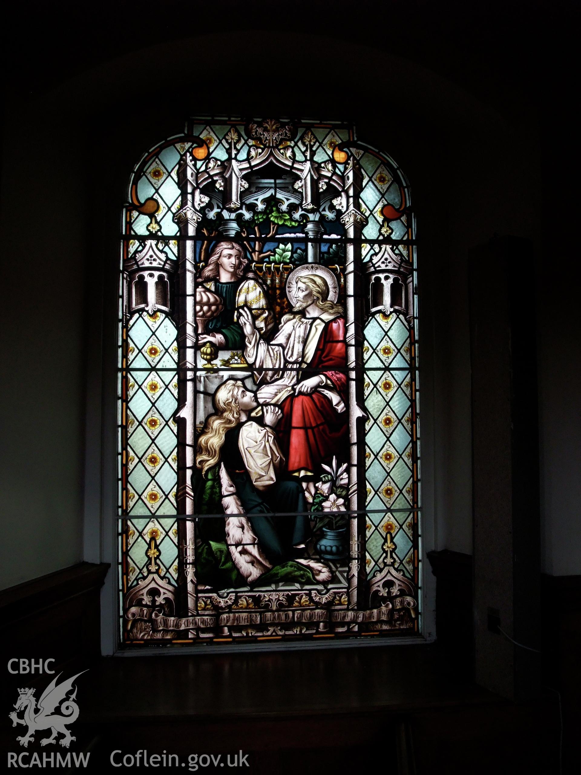 View of ground floor interior - stained glass window