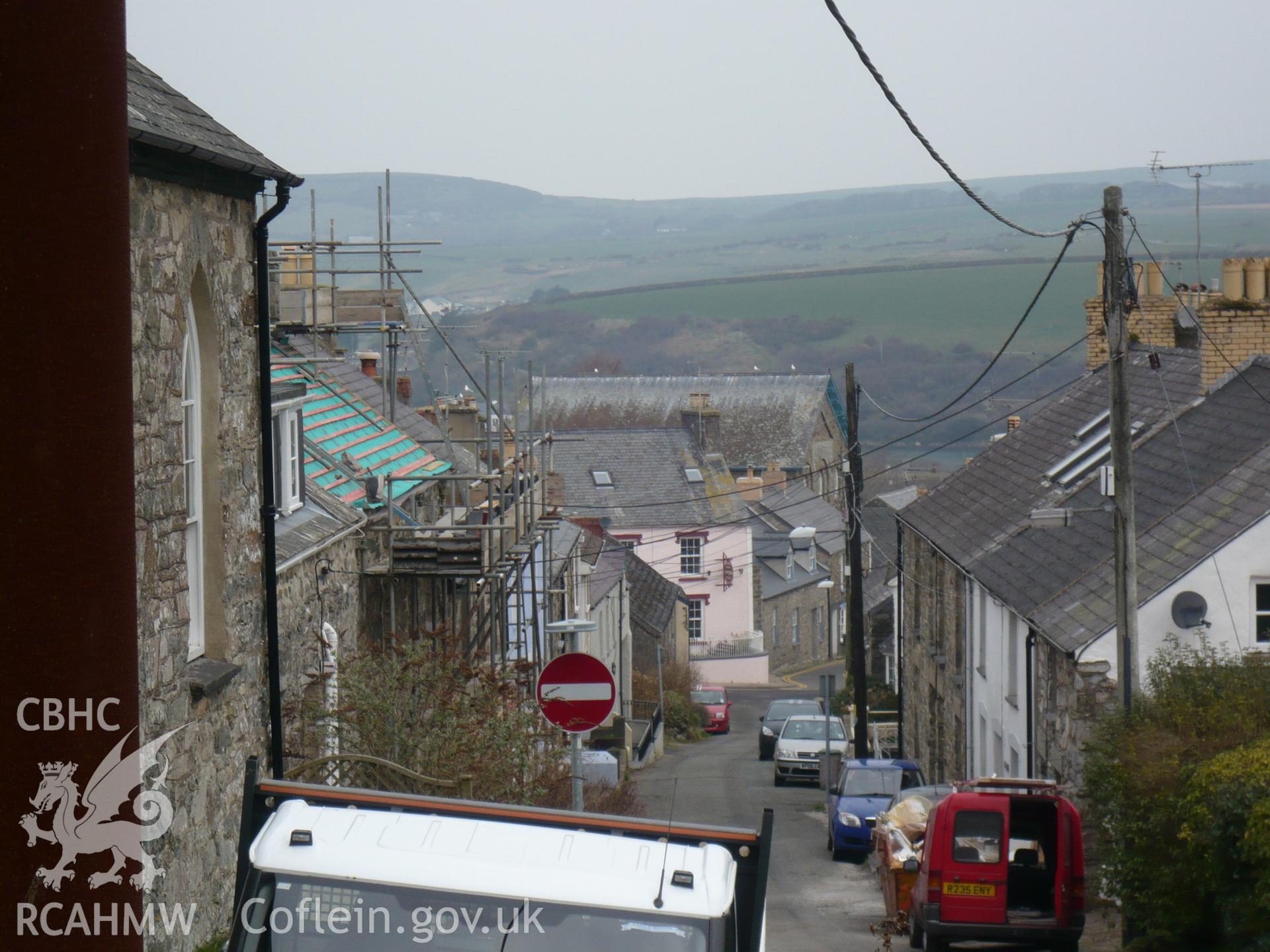 Colour photograph showing view of the chapel from the top of the hill.