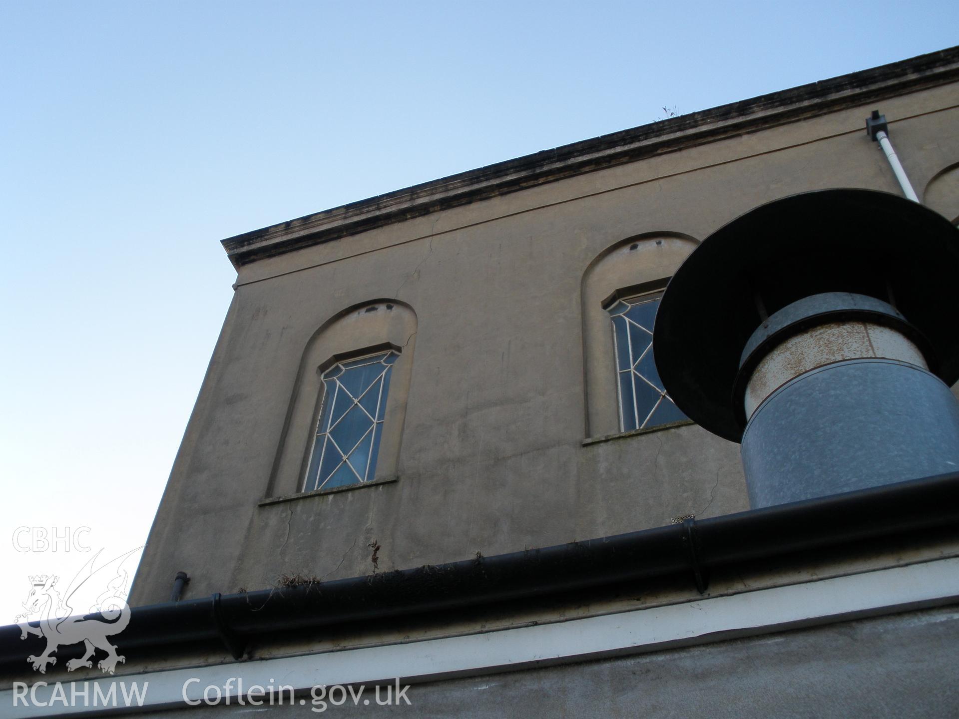 View of east elevation - metal chimney