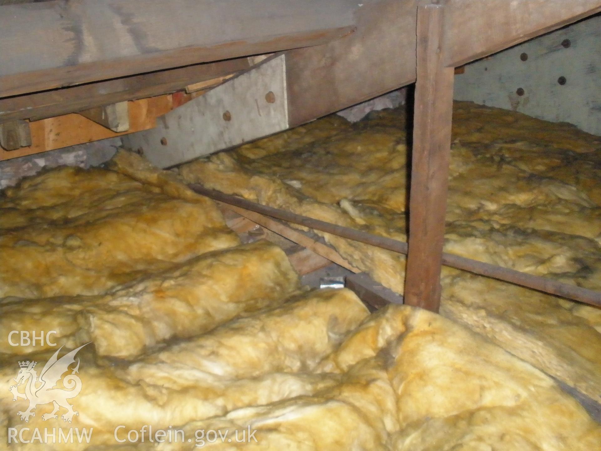 View of roof and loft - interior showing lagging