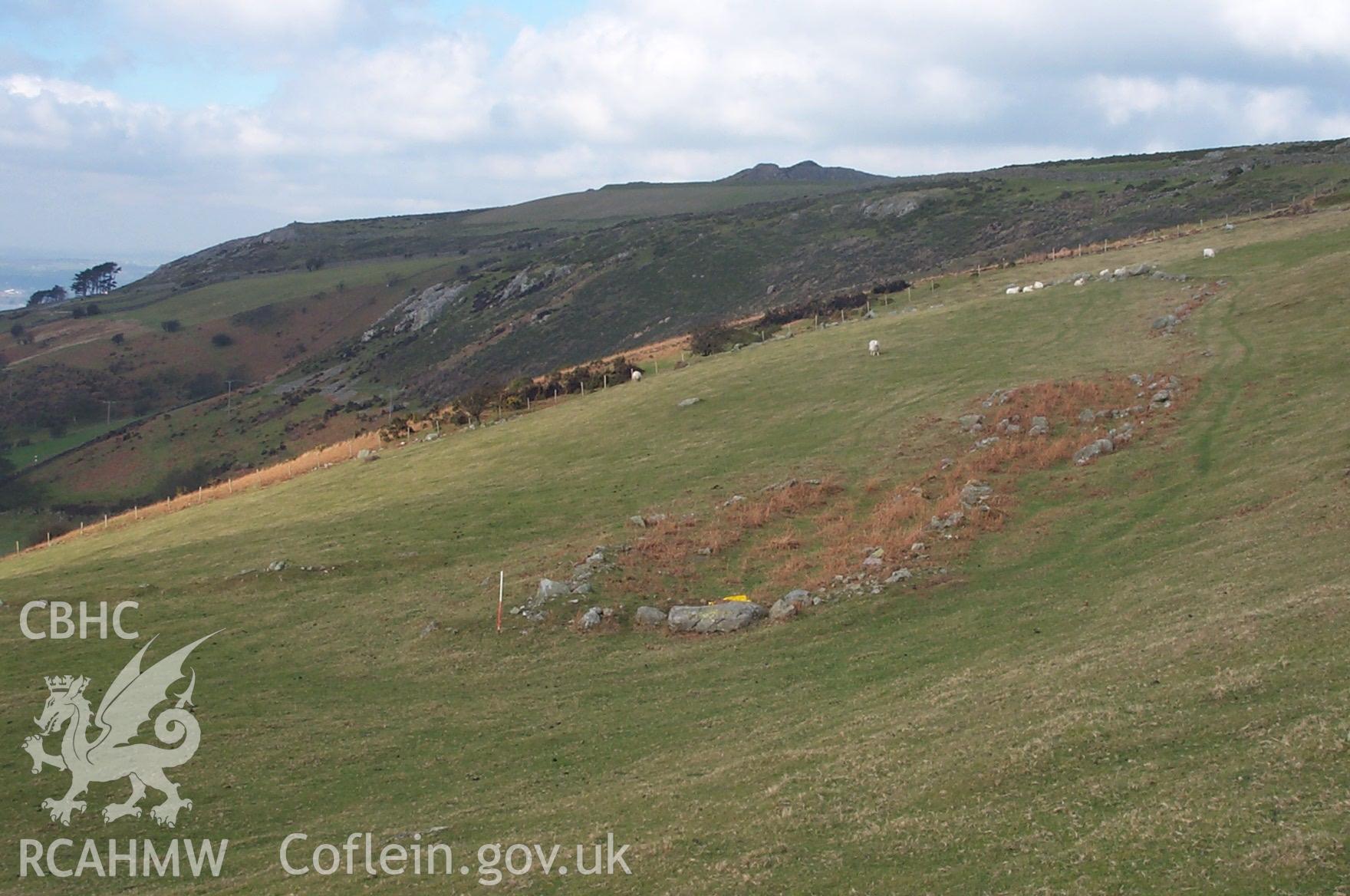 Digital photograph of Waun Llanfair Long Huts from the North. Taken by P. Schofield on 20/02/2004 during the Eastern Snowdonia (North) Upland Survey.