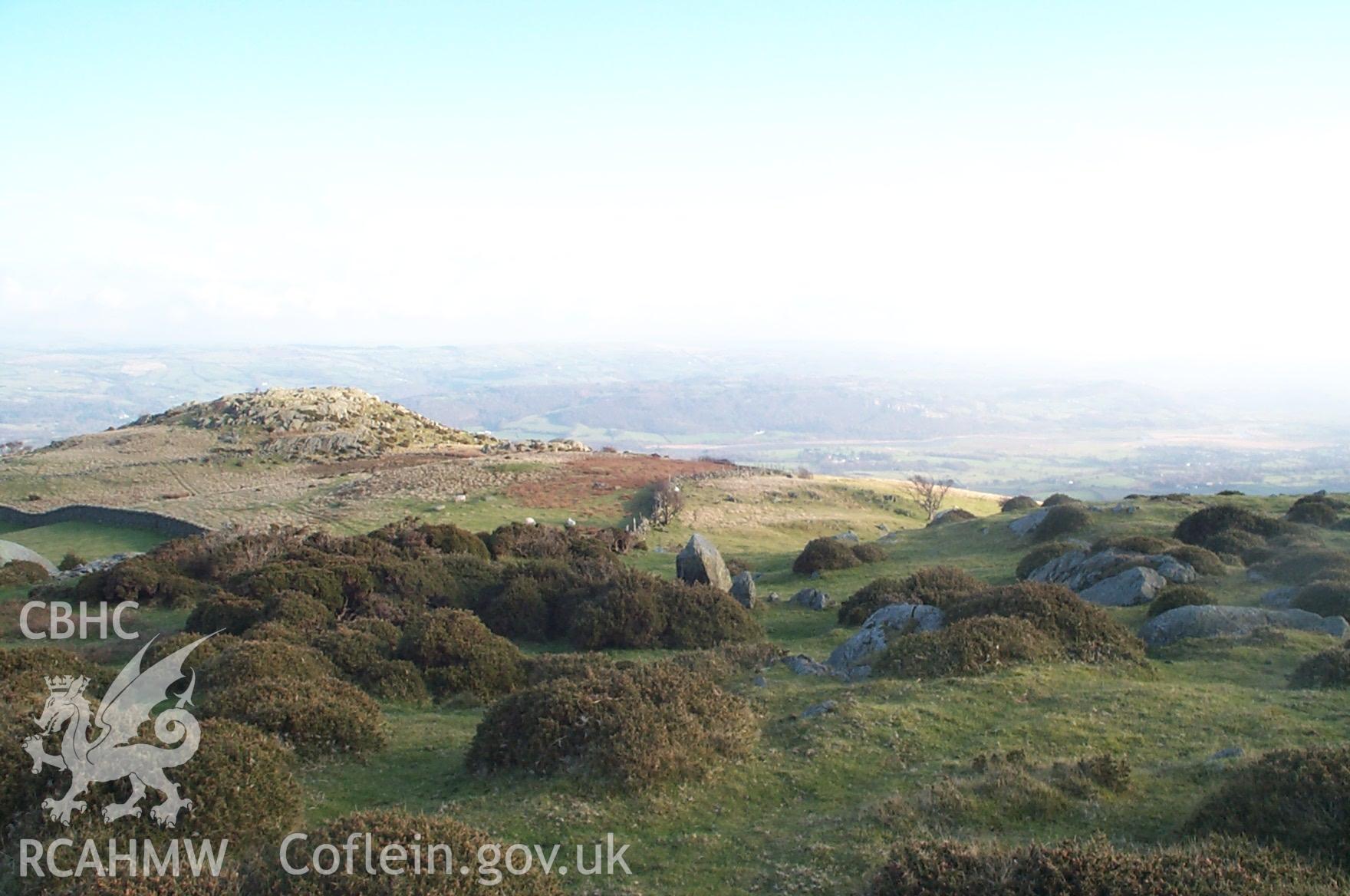 Digital photograph of Caer Bach Hillfort from the South-east. Taken by P. Schofield on 30/03/2004 during the Eastern Snowdonia (North) Upland Survey.