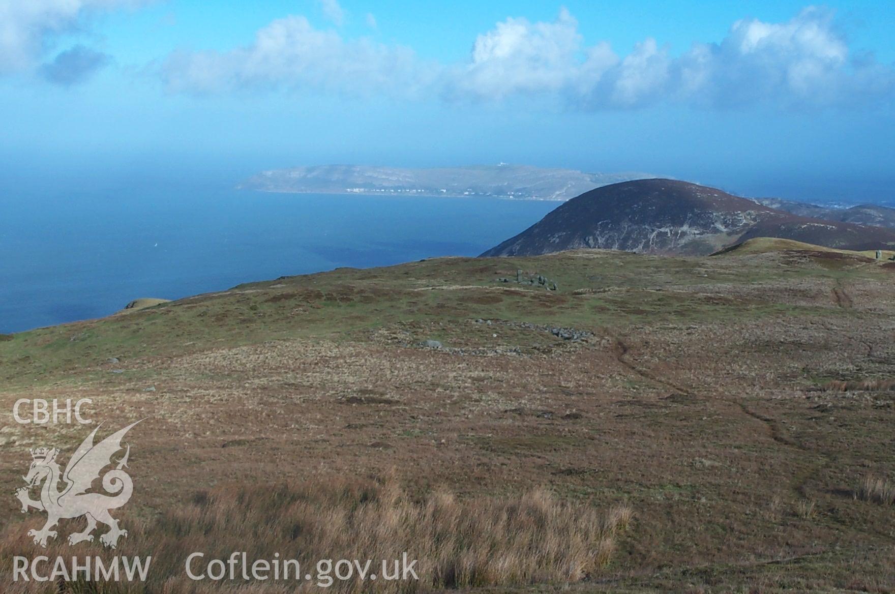 Digital photograph of Penmaenmawr Stone Circle with sites 300889 and 300946 from the North-east. Taken by P. Schofield on 03/03/2004 during the Eastern Snowdonia (North) Upland Survey.