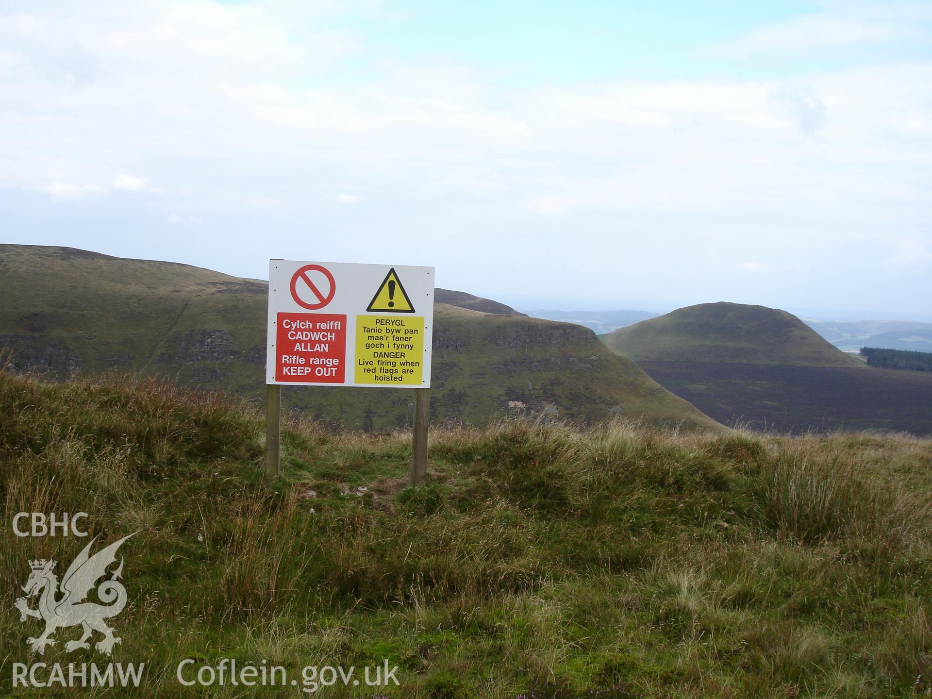 Example of sign around edge of Radnor Range, looking east.