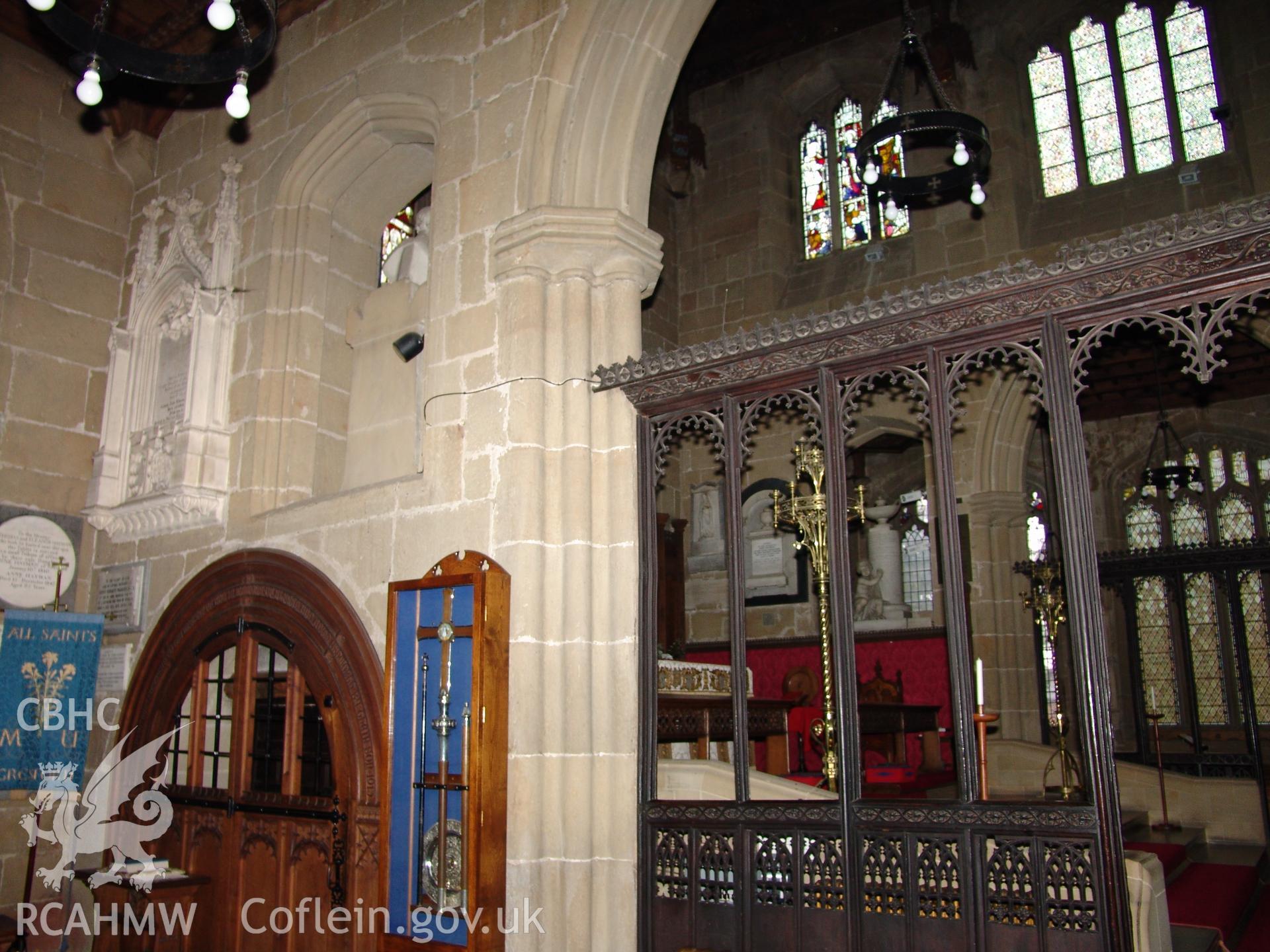 Digital colour photograph showing part of the interoir of All Saints Church, Gresford.