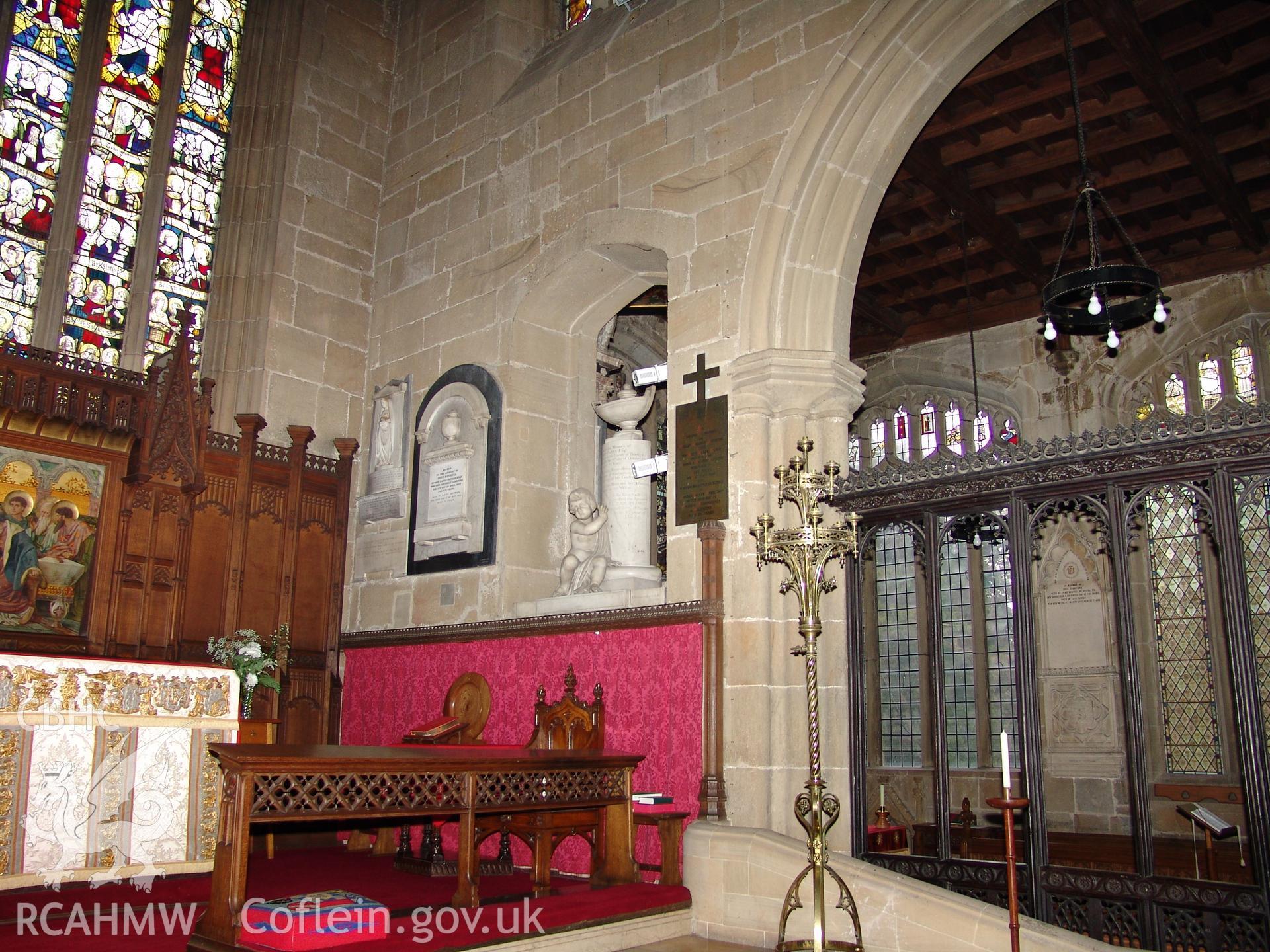 Digital colour photograph showing part of the interoir of All Saints Church, Gresford.