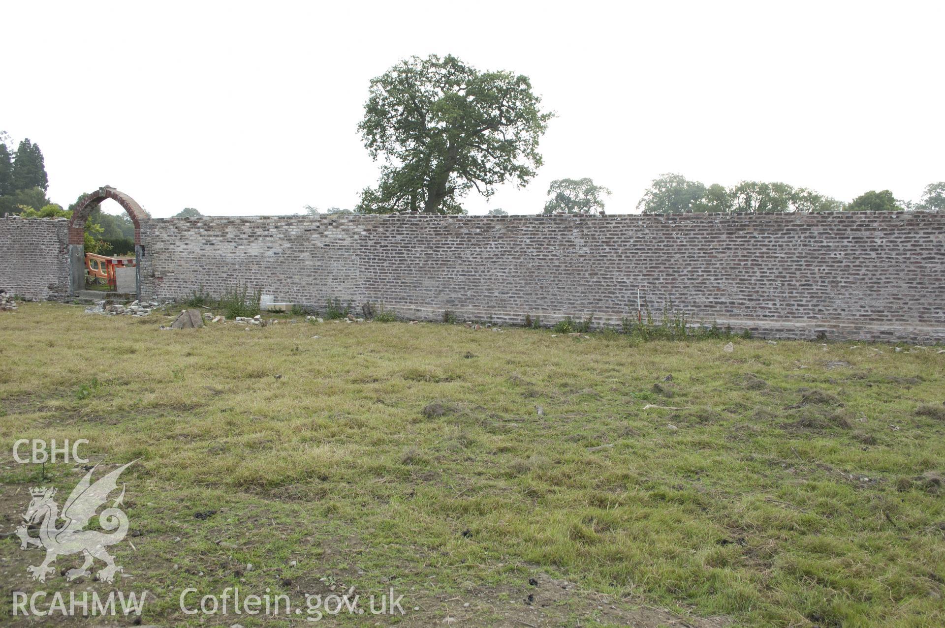 View from north-west showing eastern wall of kitchen garden.