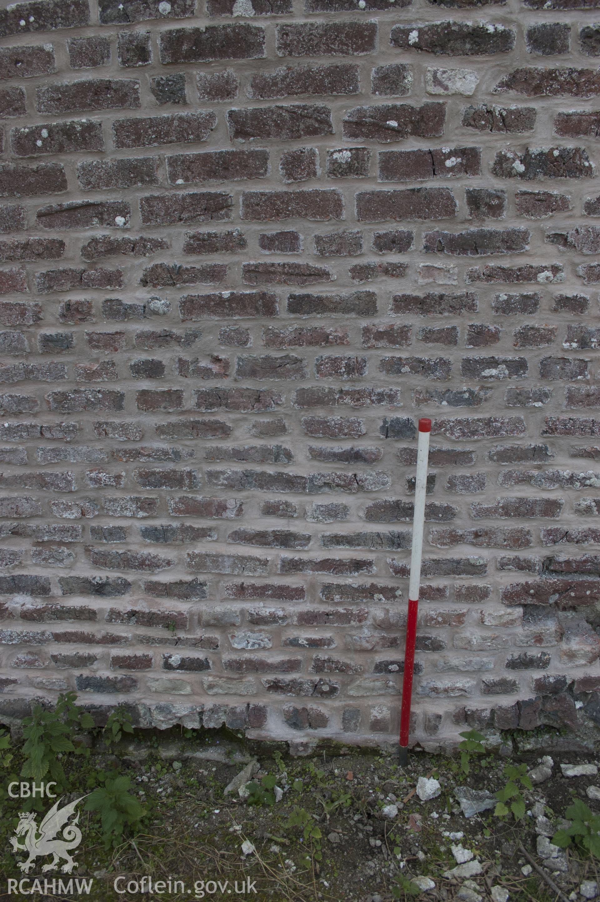 View from north-west showing close-up of eastern wall (re-built) in kitchen garden.