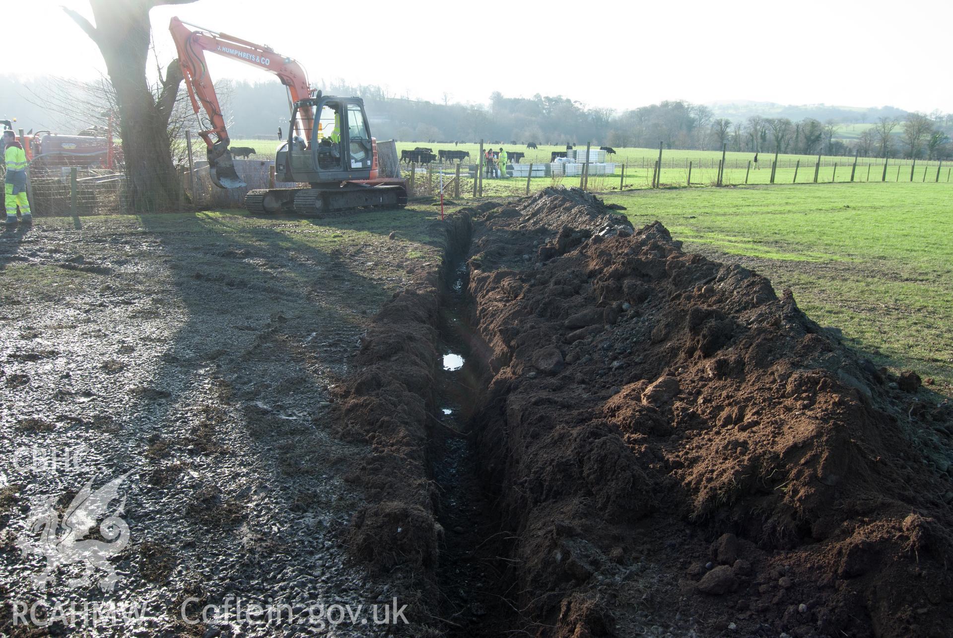 View from east showing excavated trench by transformer close to the estate office