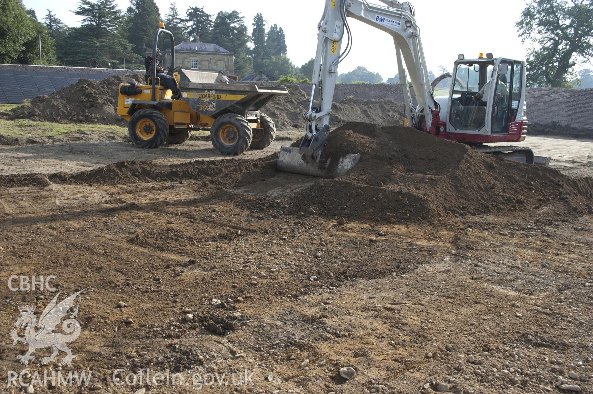 View from north-west showing subsoil strip of the tennis court.