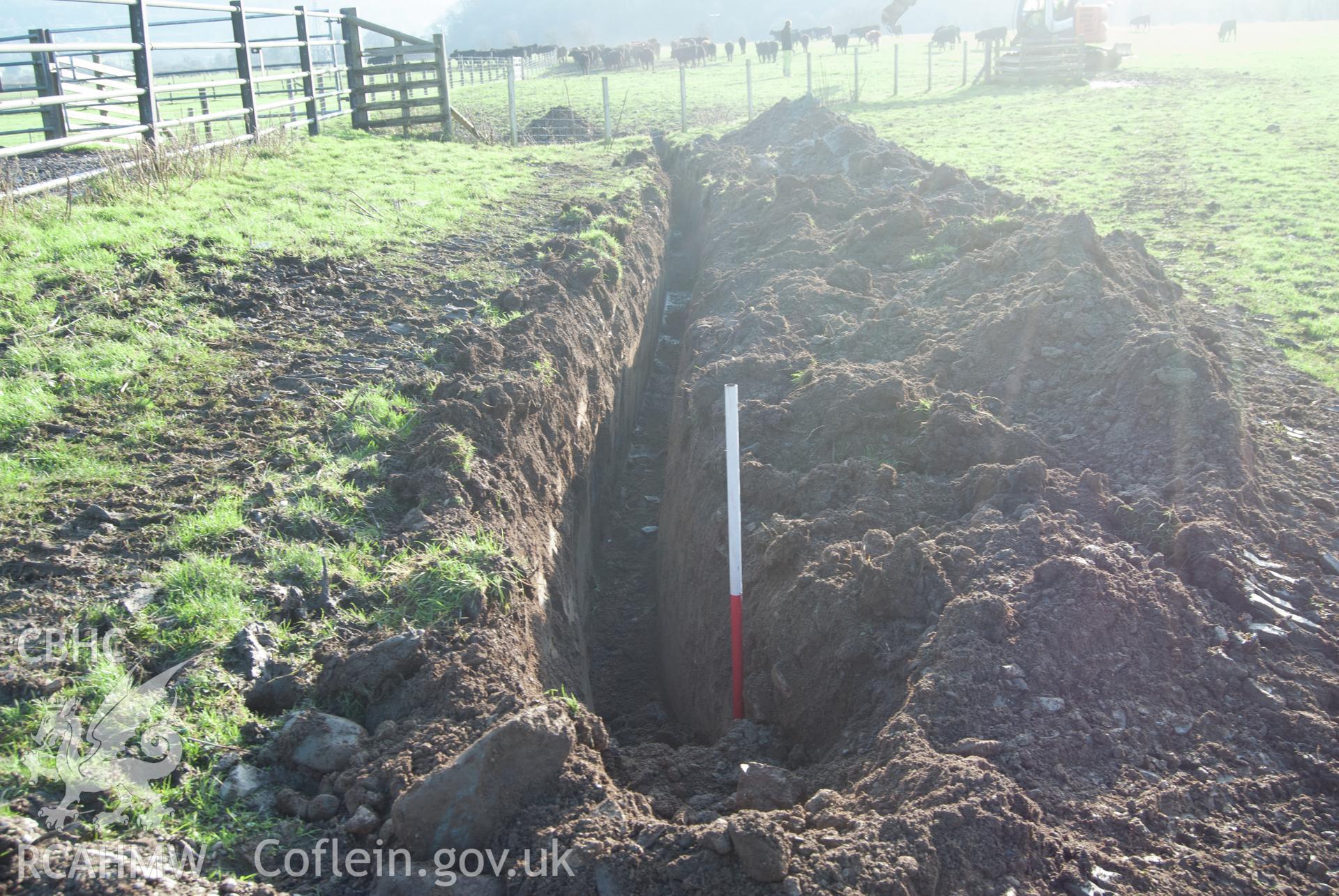 View from north showing terminal of trench by second transformer, after excavation