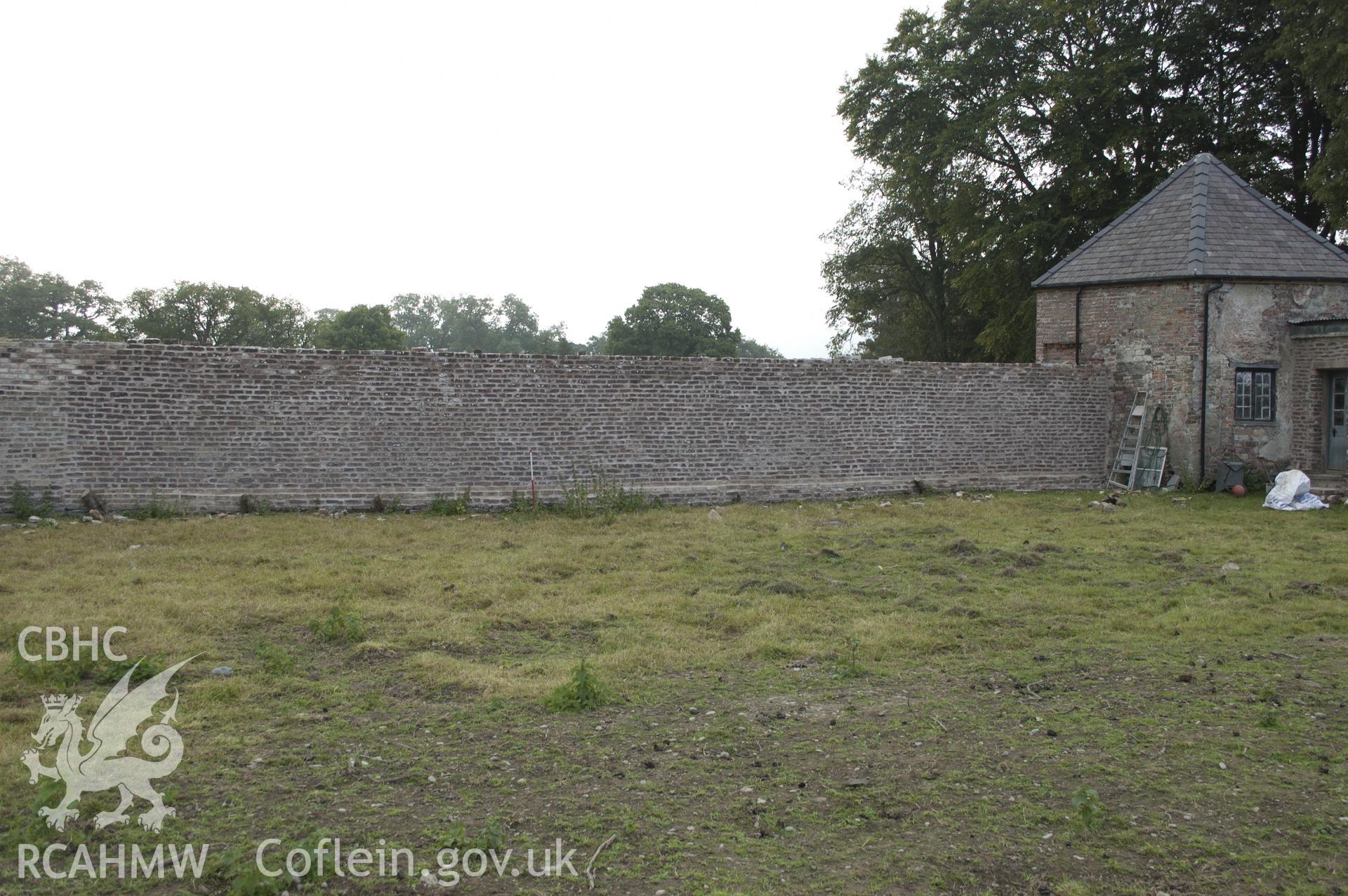 View from north-west showing eastern wall of kitchen garden.