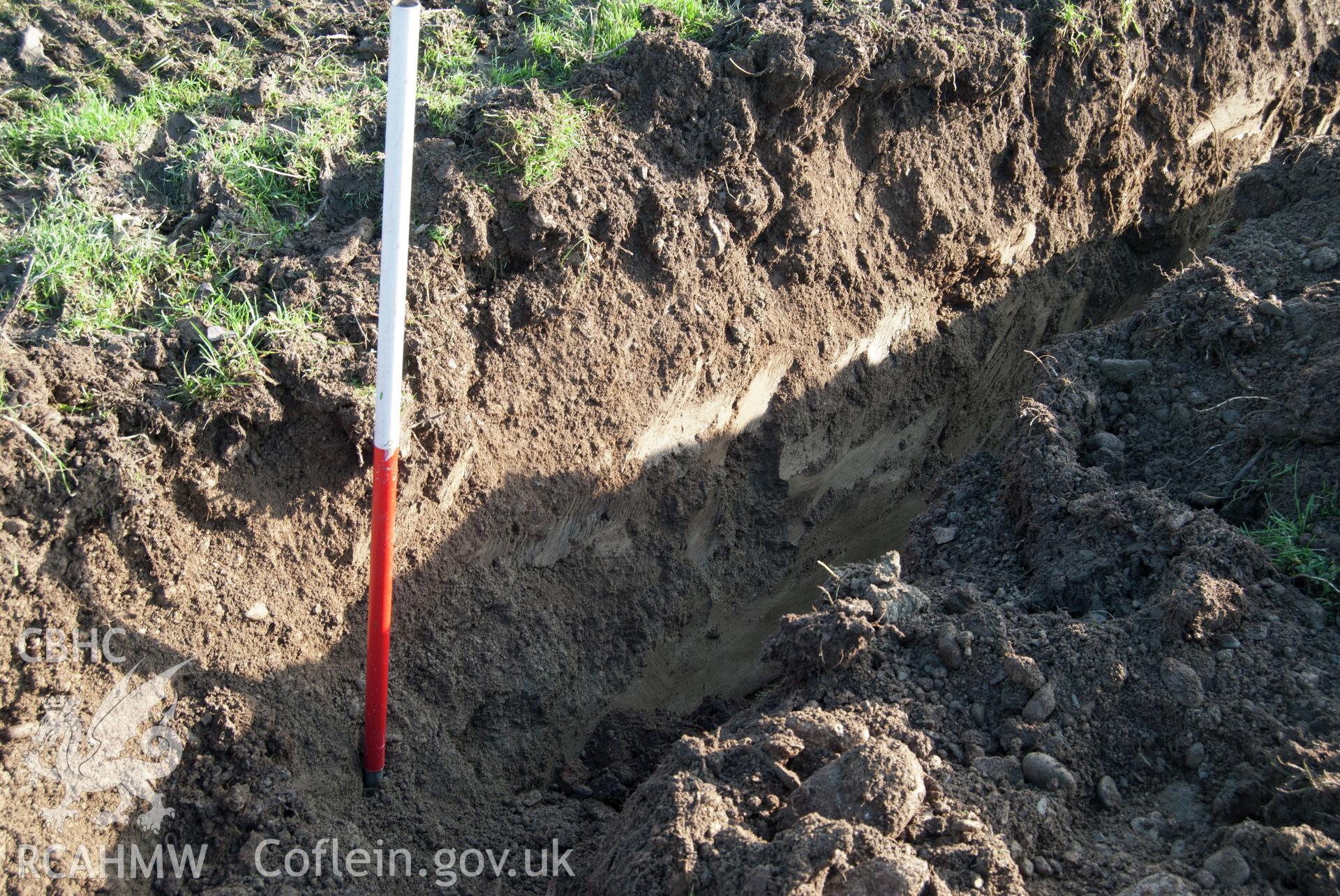 View from west showing west facing section of trench