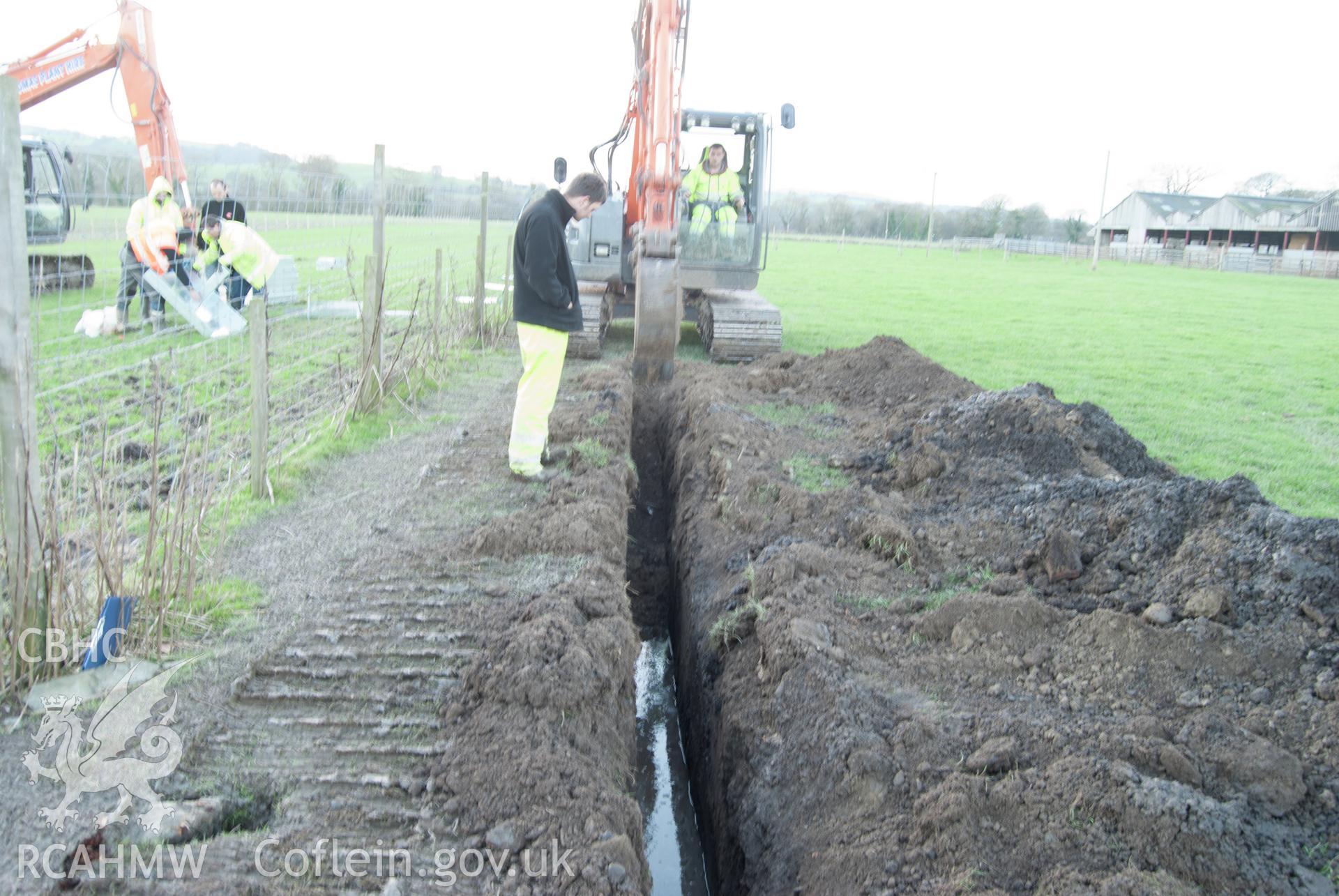 View from east showing trench by second transformer during excavation