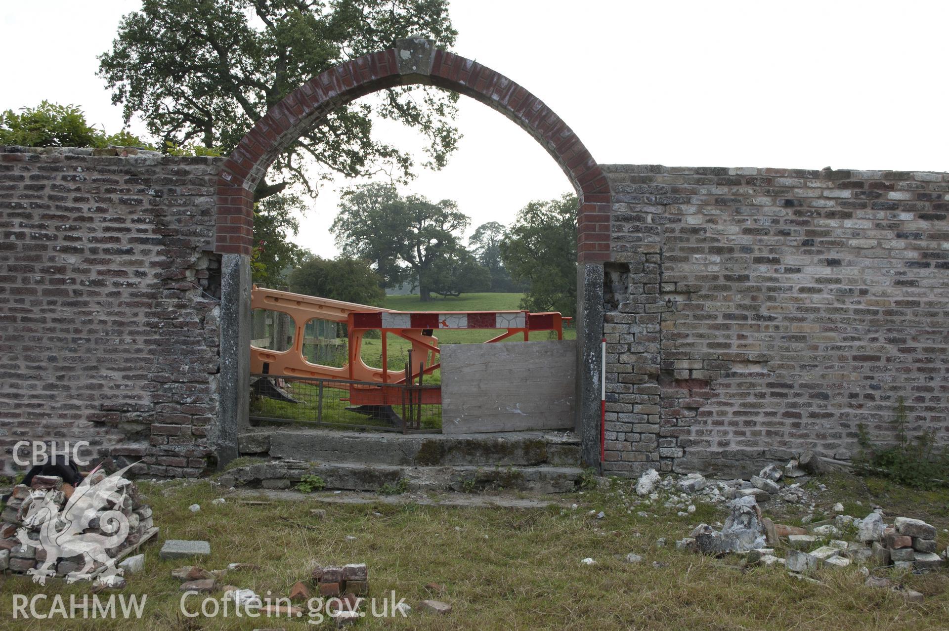 View from north-west showing arch within eastern wall of kitchen garden.