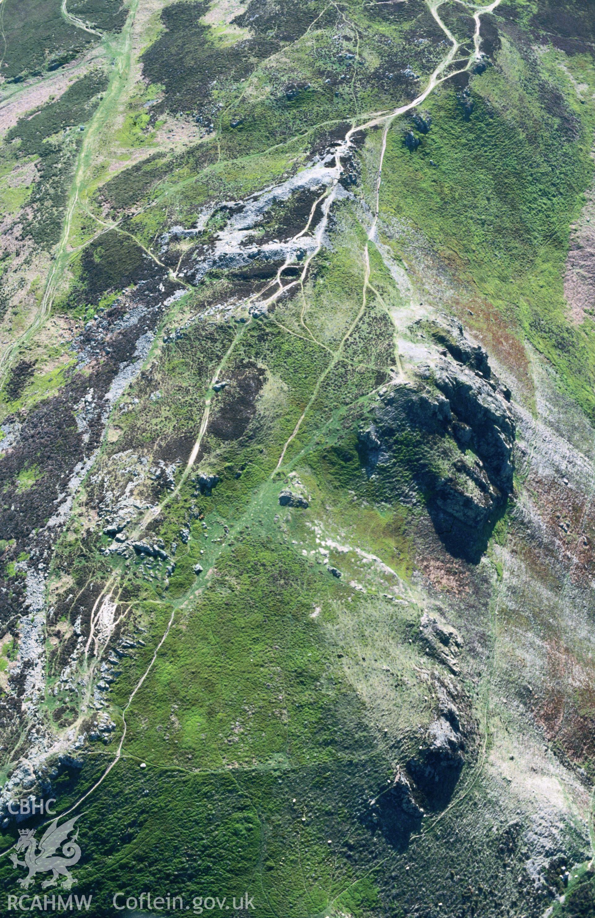 RCAHMW colour slide oblique aerial photograph of Castell Caer Lieion, Conwy, taken by C.R. Musson, 30/04/94