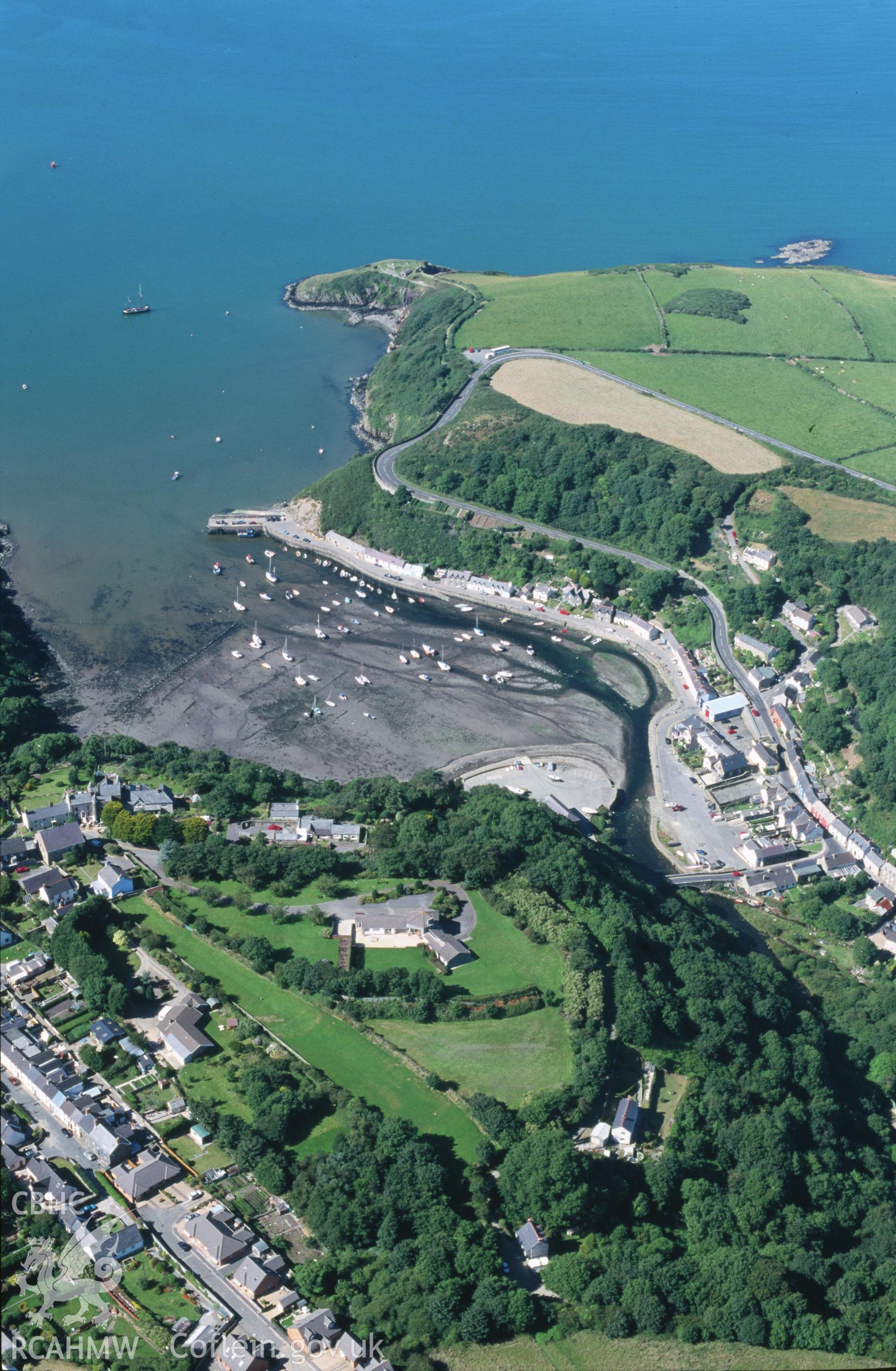 Slide of RCAHMW colour oblique aerial photograph of Fishguard, taken by T.G. Driver, 17/7/2000.