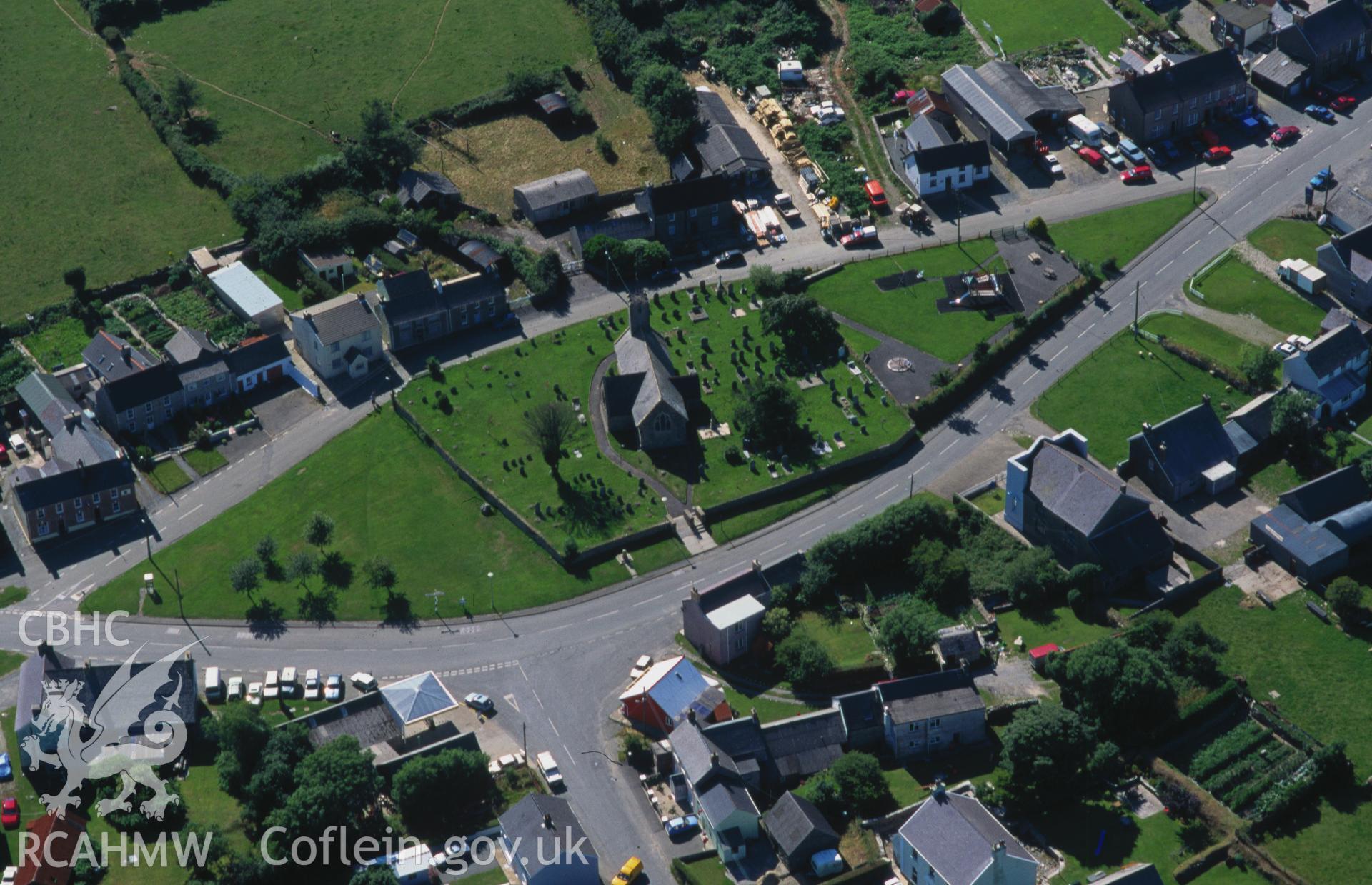 RCAHMW colour oblique aerial photograph of St Marys Church, Maenclochog taken on 24/07/1995 by C.R. Musson