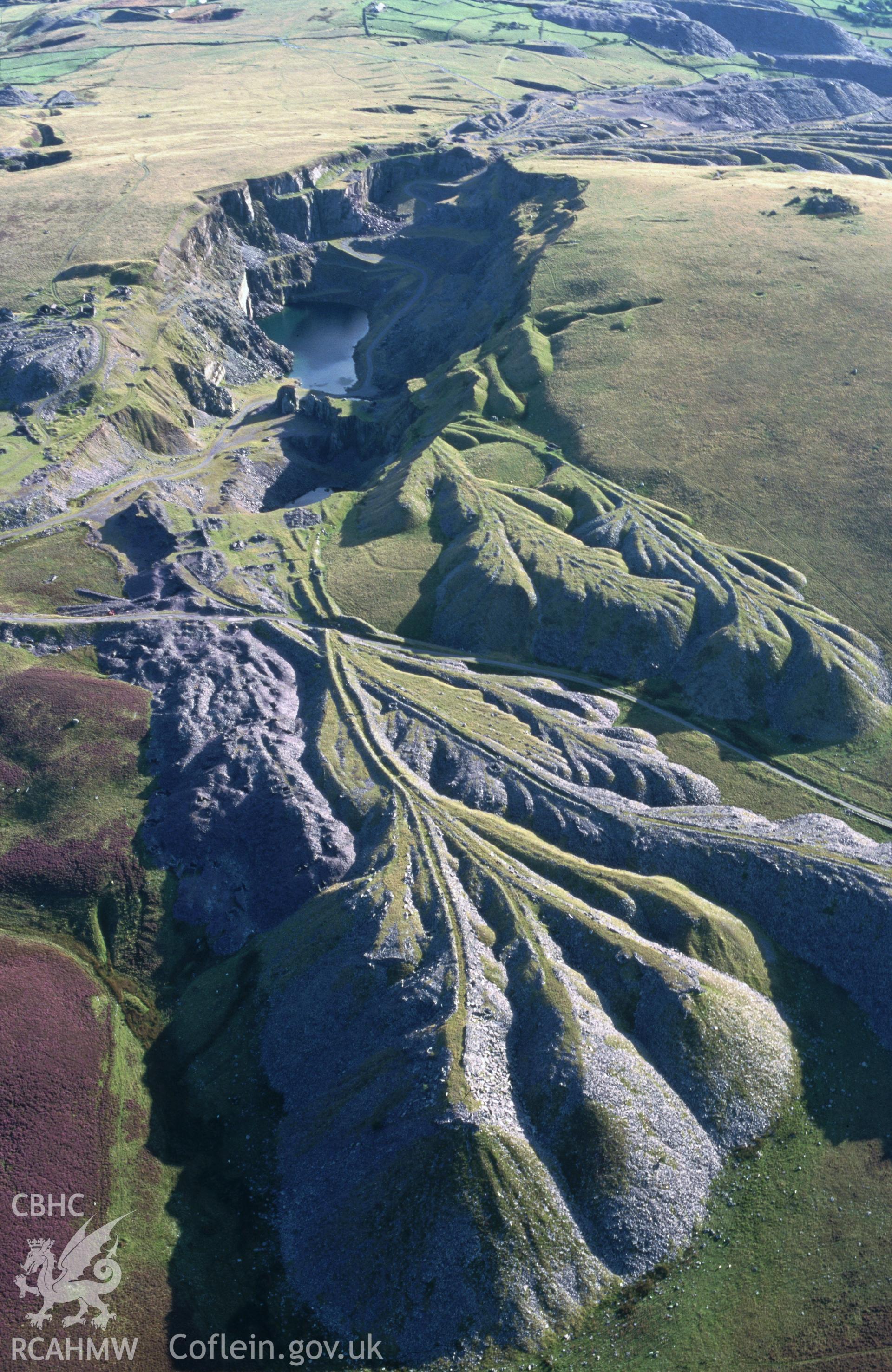 Slide of RCAHMW colour oblique aerial photograph of Alexandra Quarry, taken by T.G. Driver, 20/8/1999.