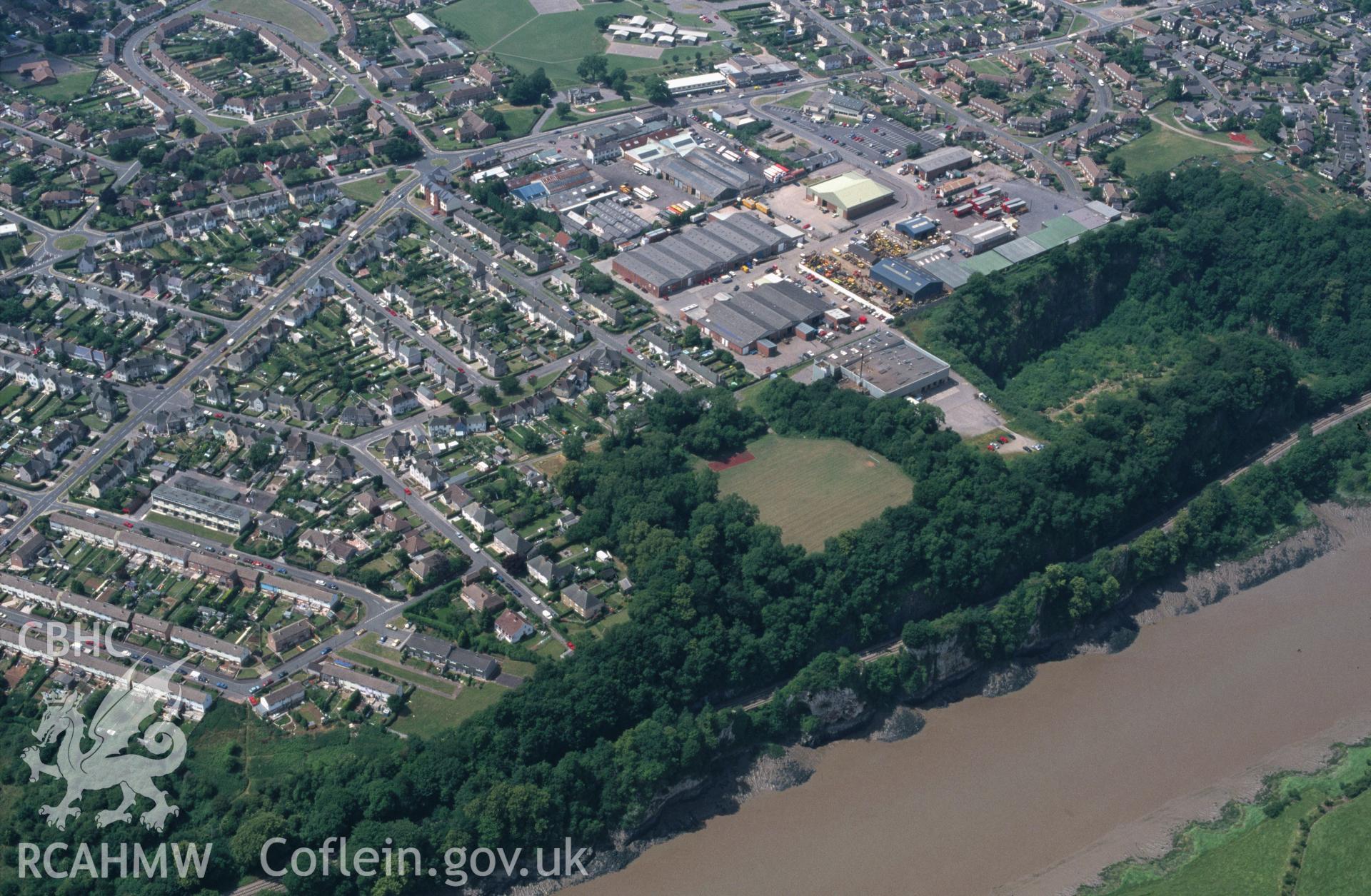 RCAHMW colour slide oblique aerial photograph of Bulwarks Camp, Chepstow, taken by C.R.Musson on the 11/07/1996