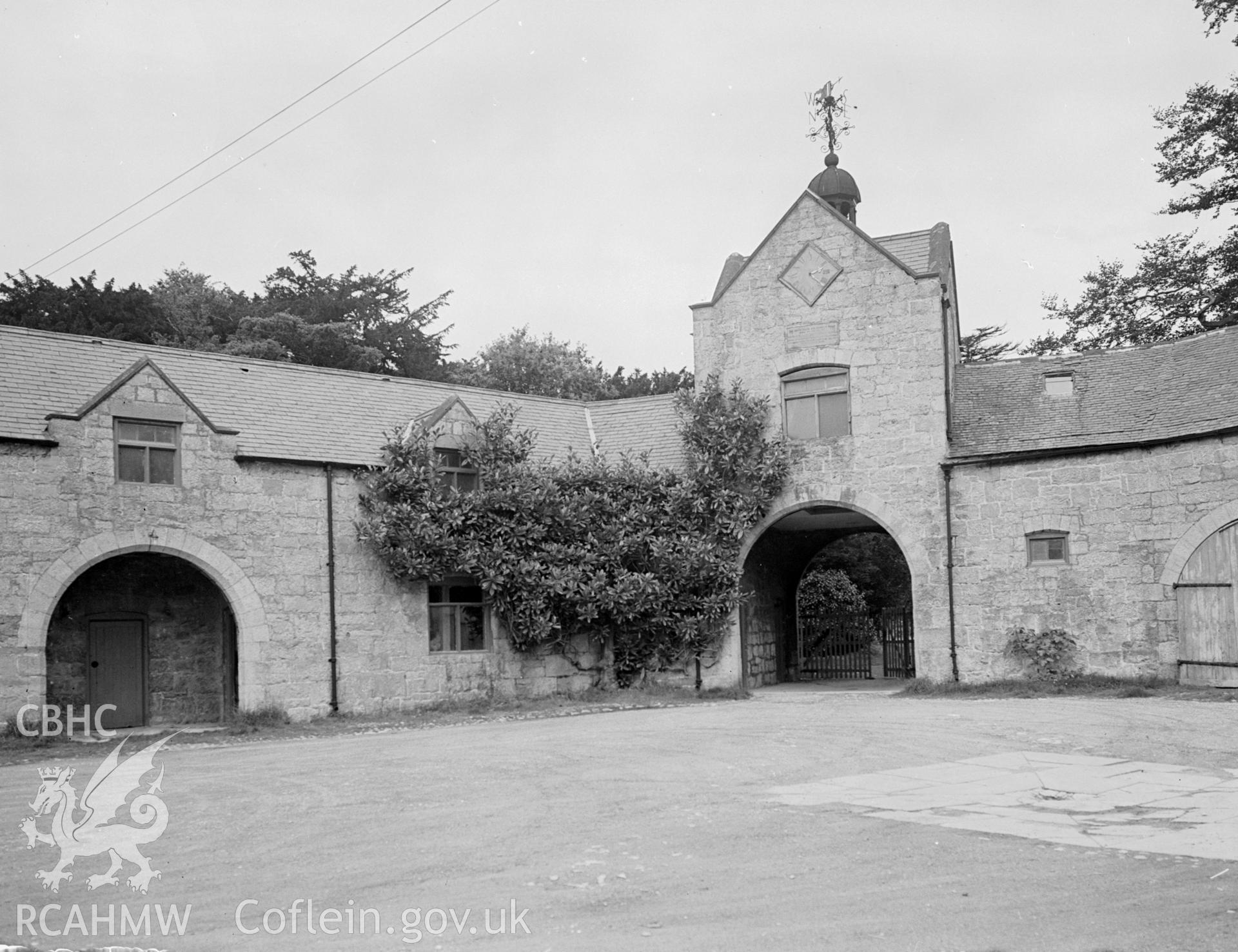 Black and white photographic survey of Bodrhyddan Coach House, Rhuddlan, produced by George Bernard Mason as part of the National Buildings Record