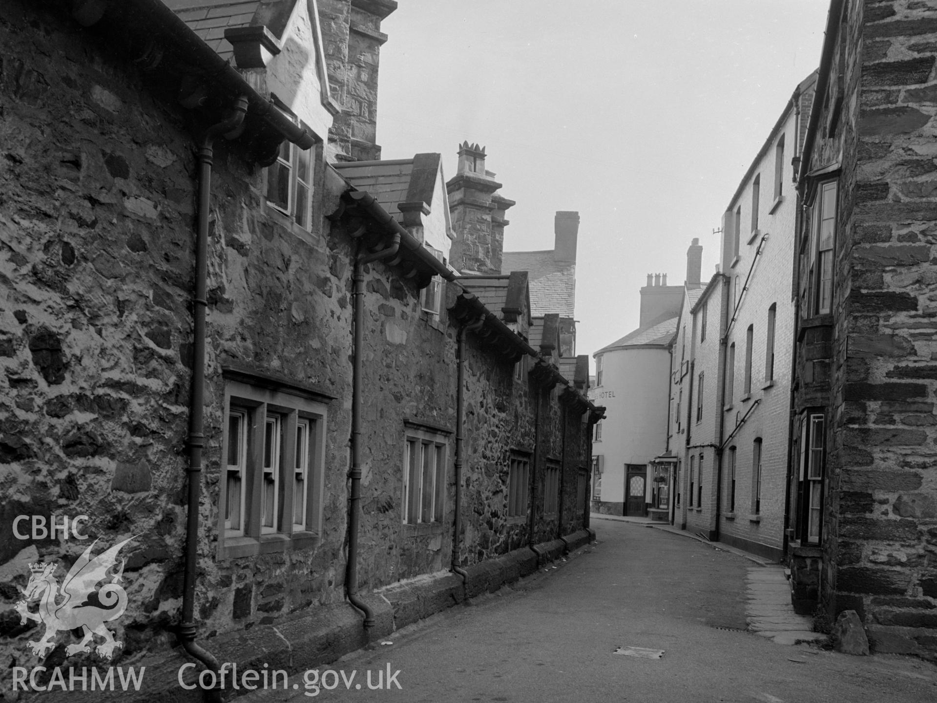 Black and white photographic survey of Jesus Hospital, Llanrwst, produced by George Bernard Mason as part of the National Buildings Record