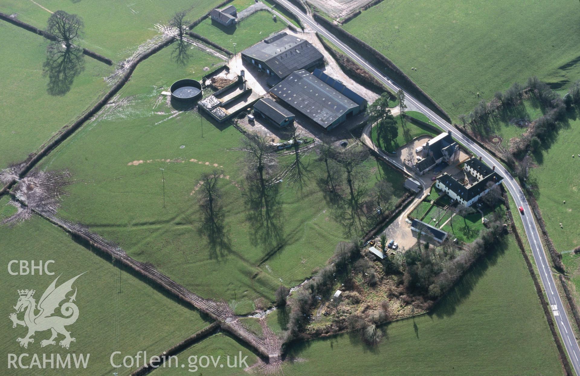 Slide of RCAHMW colour oblique aerial photograph of Trebarried, taken by T.G. Driver, 2/1/2001.