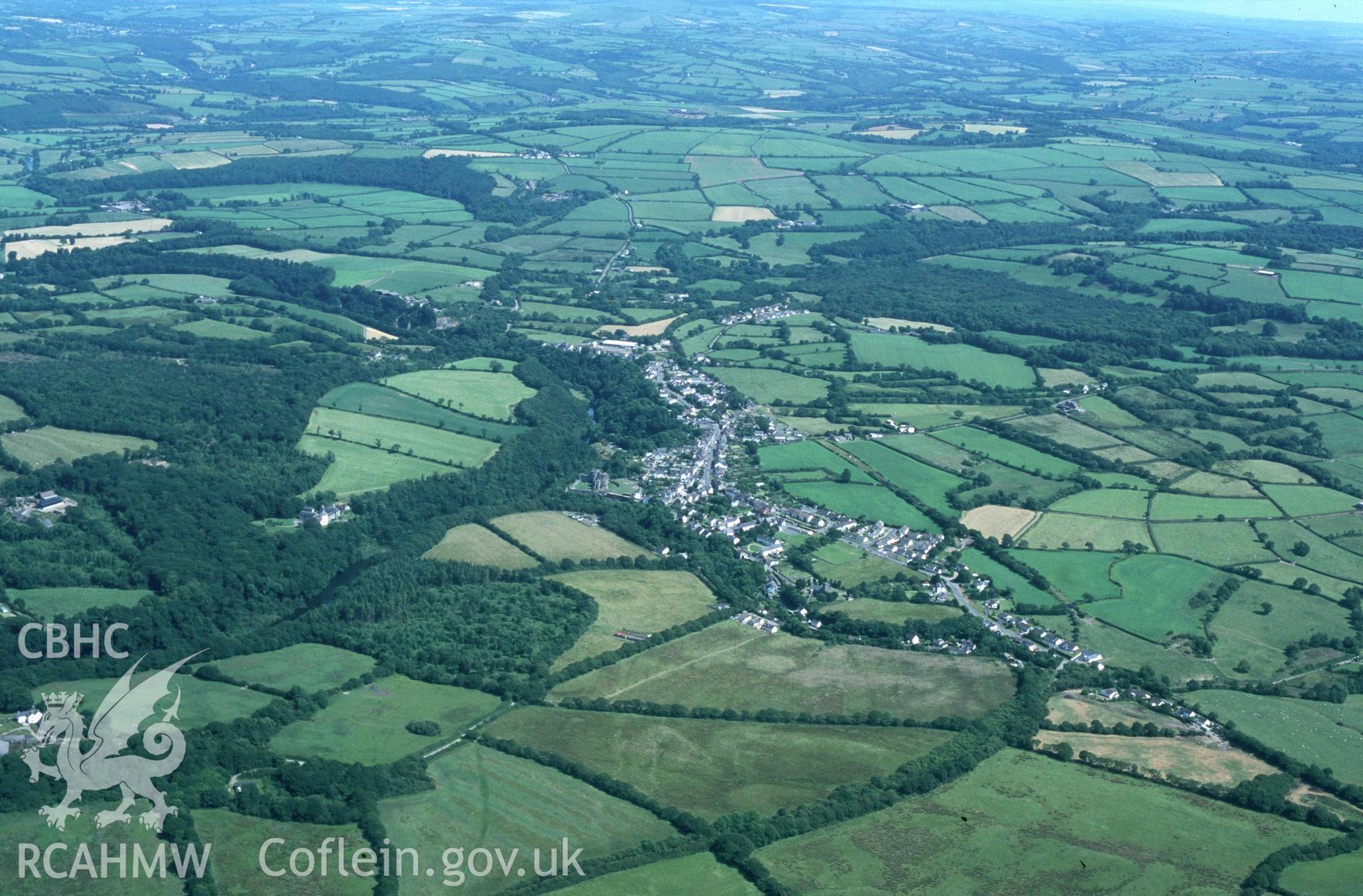 Slide of RCAHMW colour oblique aerial photograph of Cilgerran, taken by T.G. Driver, 29/6/1999.