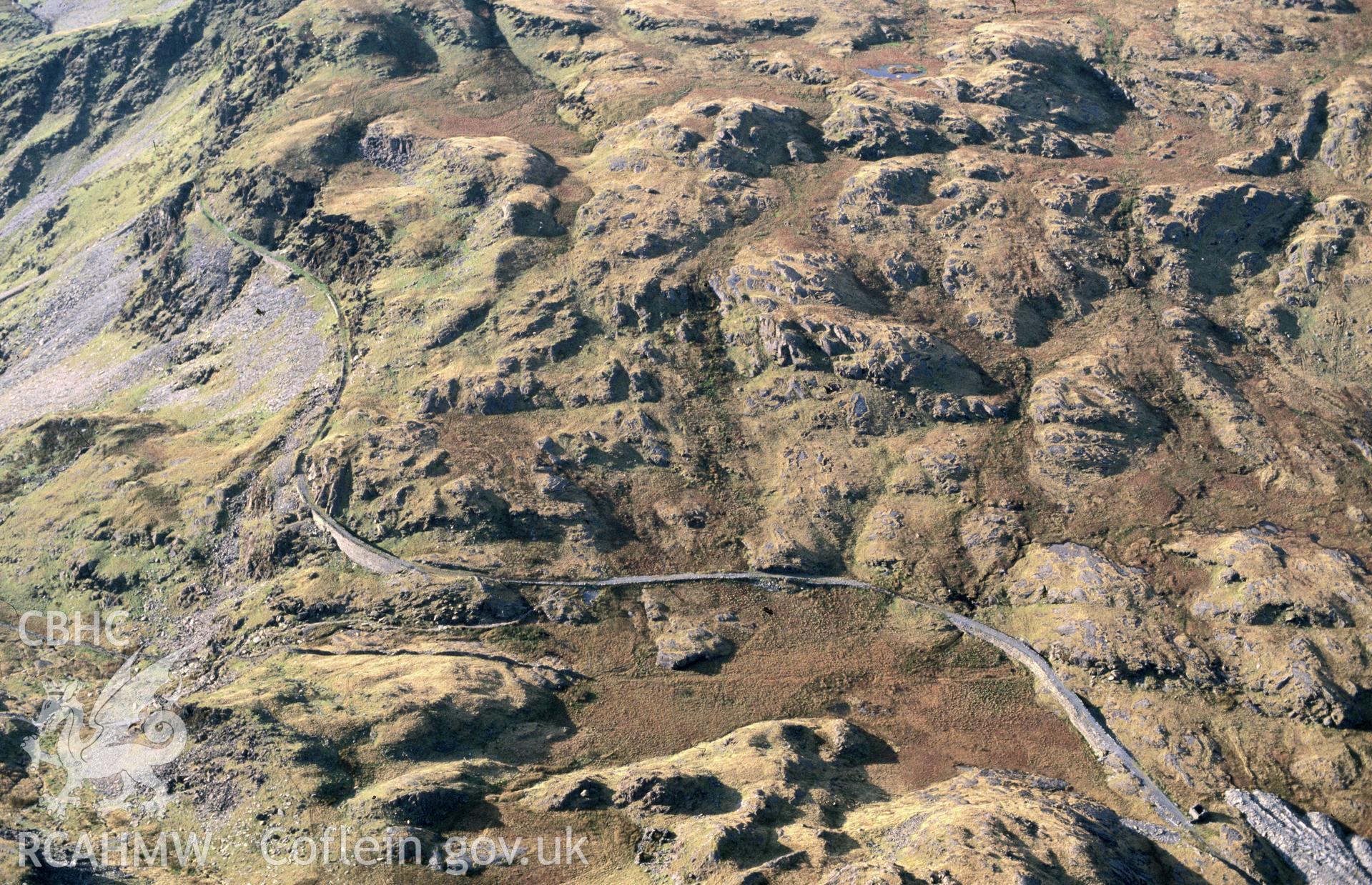 Slide of RCAHMW colour oblique aerial photograph of Croesor Tramway, taken by C.R. Musson, 9/10/1994.