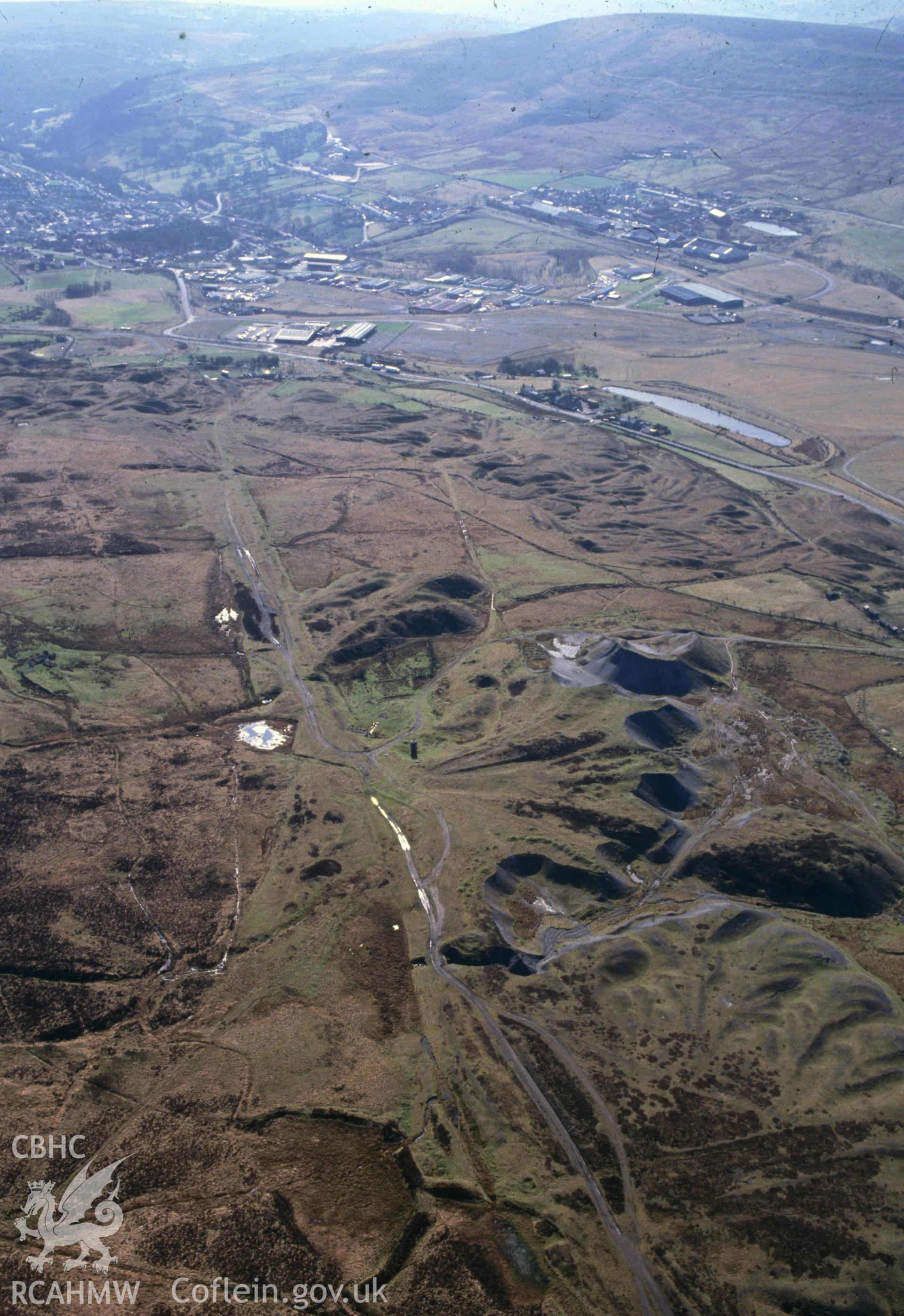 Slide of RCAHMW colour oblique aerial photograph of Hill Pits, Blaenavon, taken by C.R. Musson, 19/3/1993.