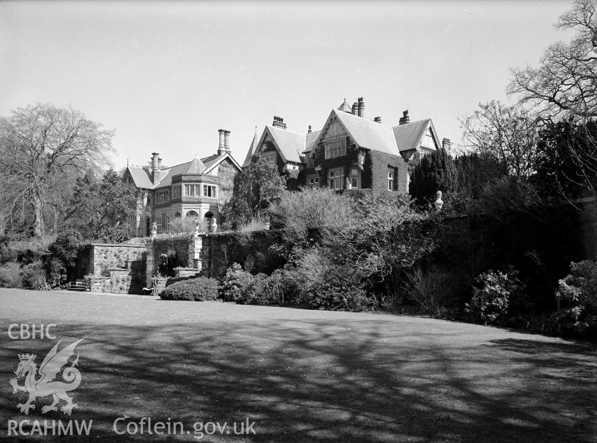 A view of Bodnant country house and grounds