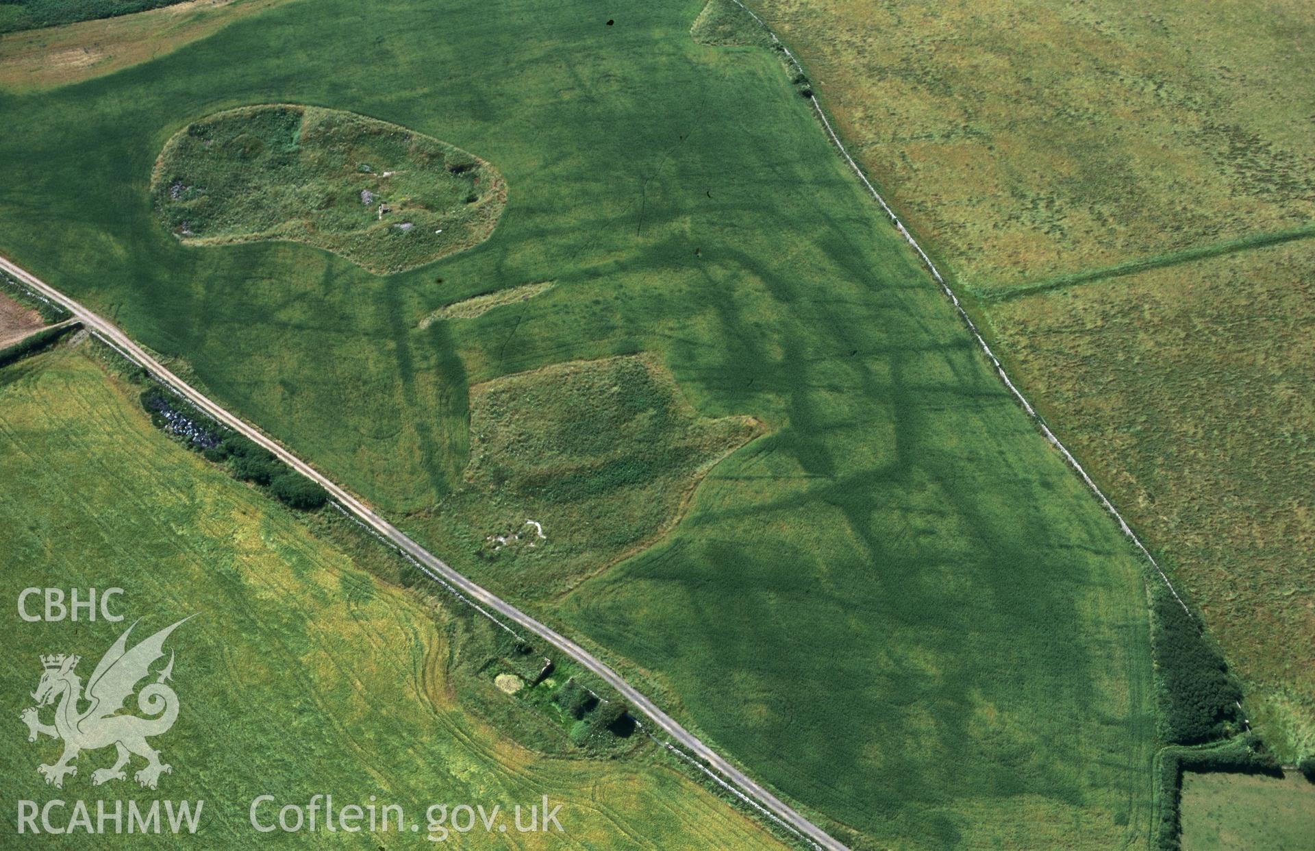 Slide of RCAHMW colour oblique aerial photograph of Cae Summerhouse, taken by C.R. Musson, 17/7/1996.