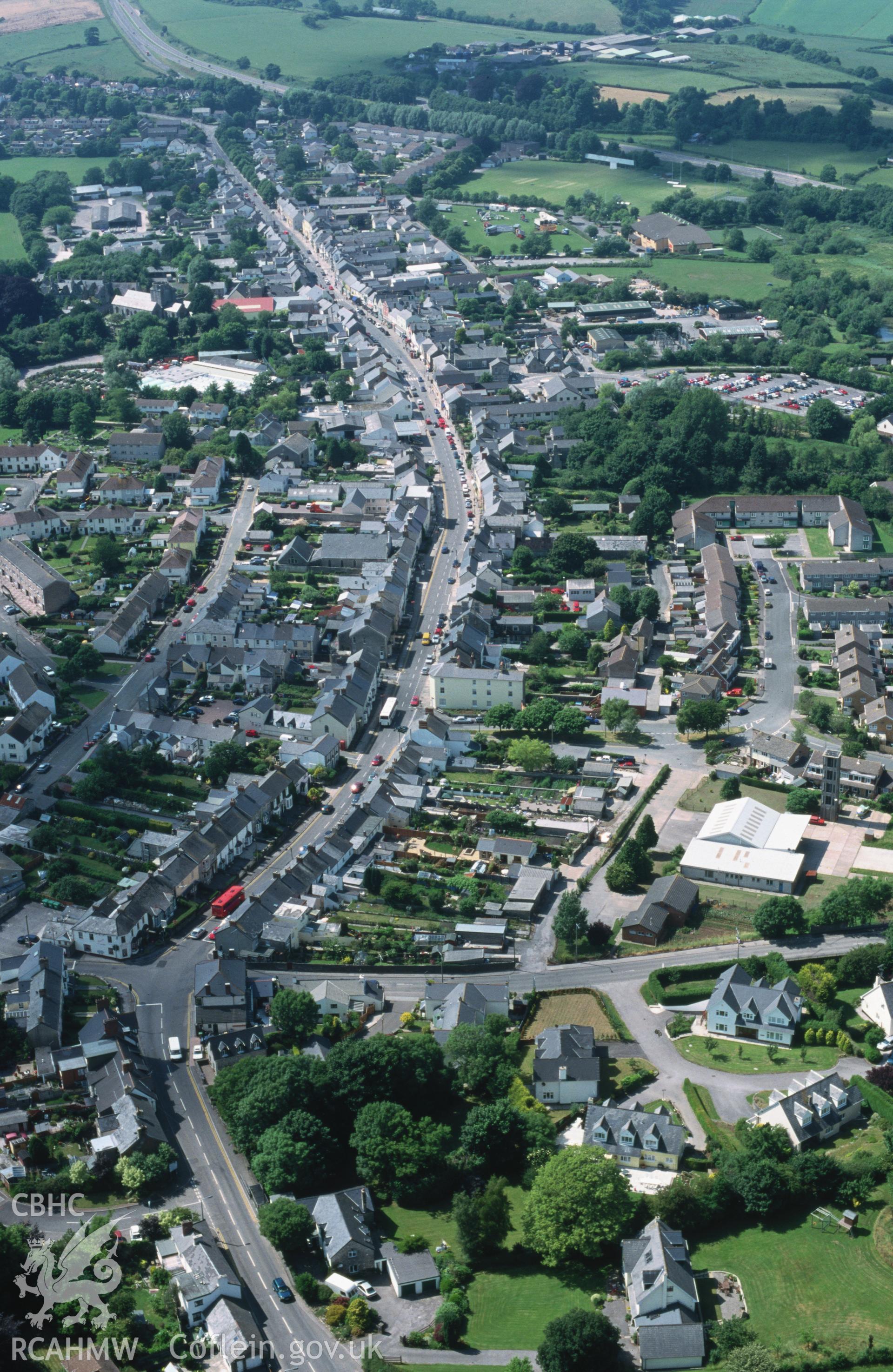 Slide of RCAHMW colour oblique aerial photograph of Cowbridge, taken by T.G. Driver, 2/7/2001.