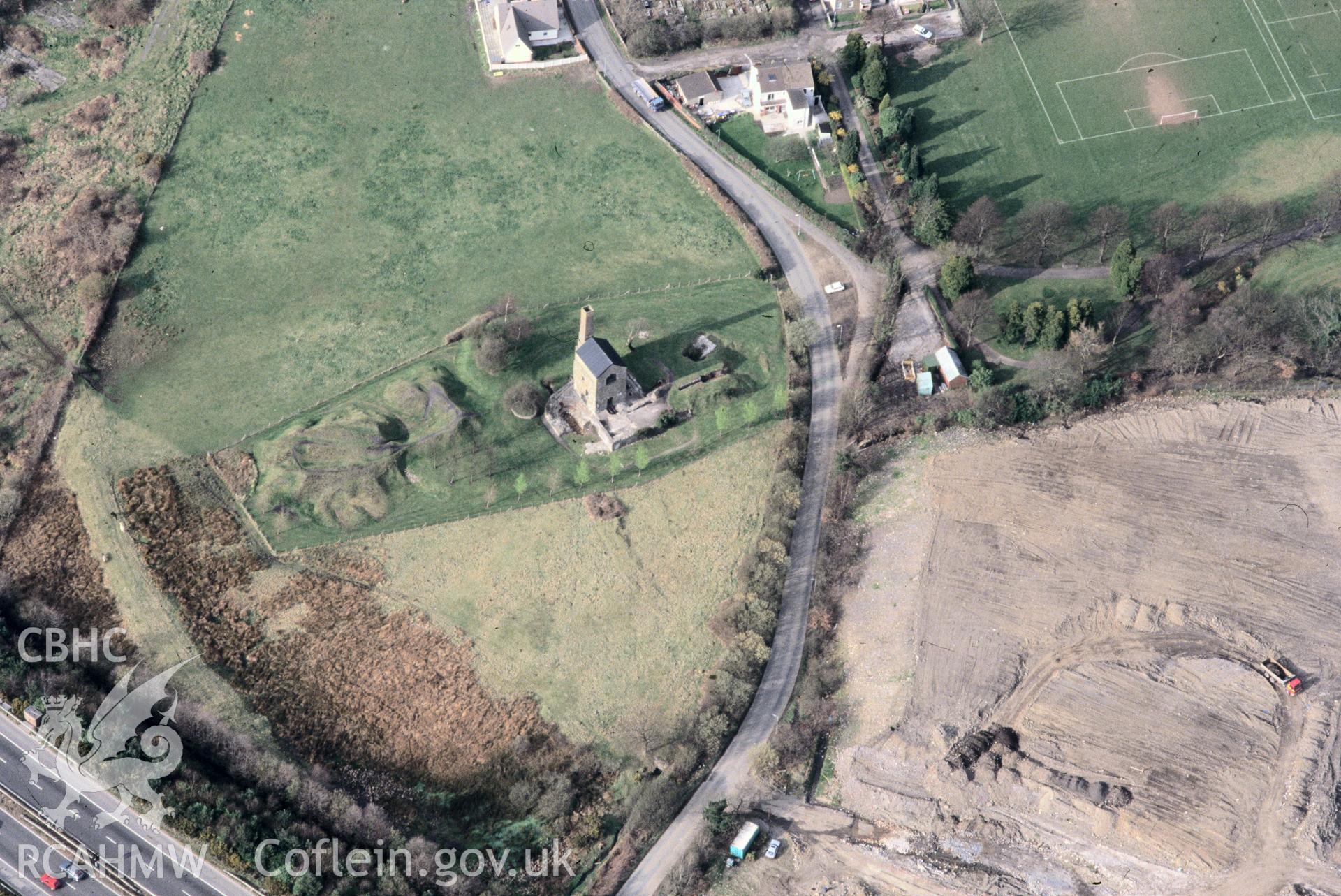 Slide of RCAHMW colour oblique aerial photograph of Scott's Pit, Llansamlet, Swansea, taken by C.R. Musson, 19/3/1993.