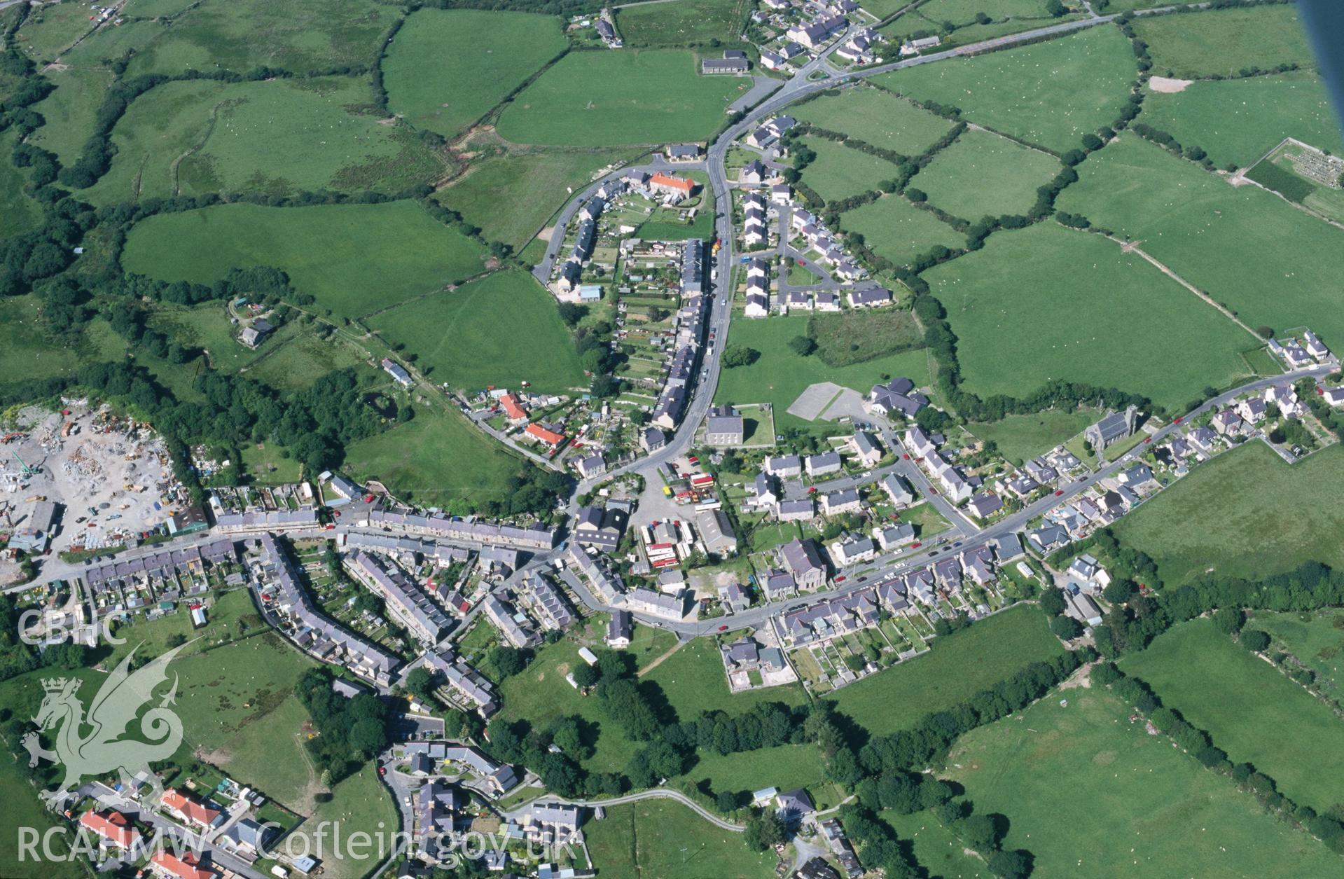 Slide of RCAHMW colour oblique aerial photograph of Trefor, taken by T.G. Driver, 26/6/2000.