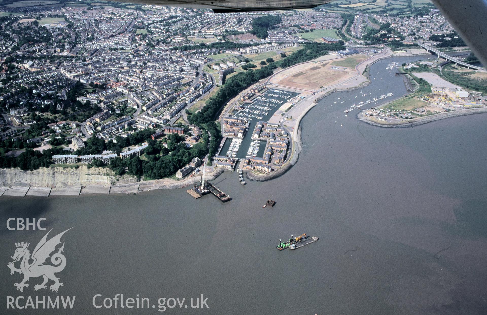 RCAHMW colour oblique aerial photograph of Penarth Docks taken on 26/02/1995 by C.R. Musson