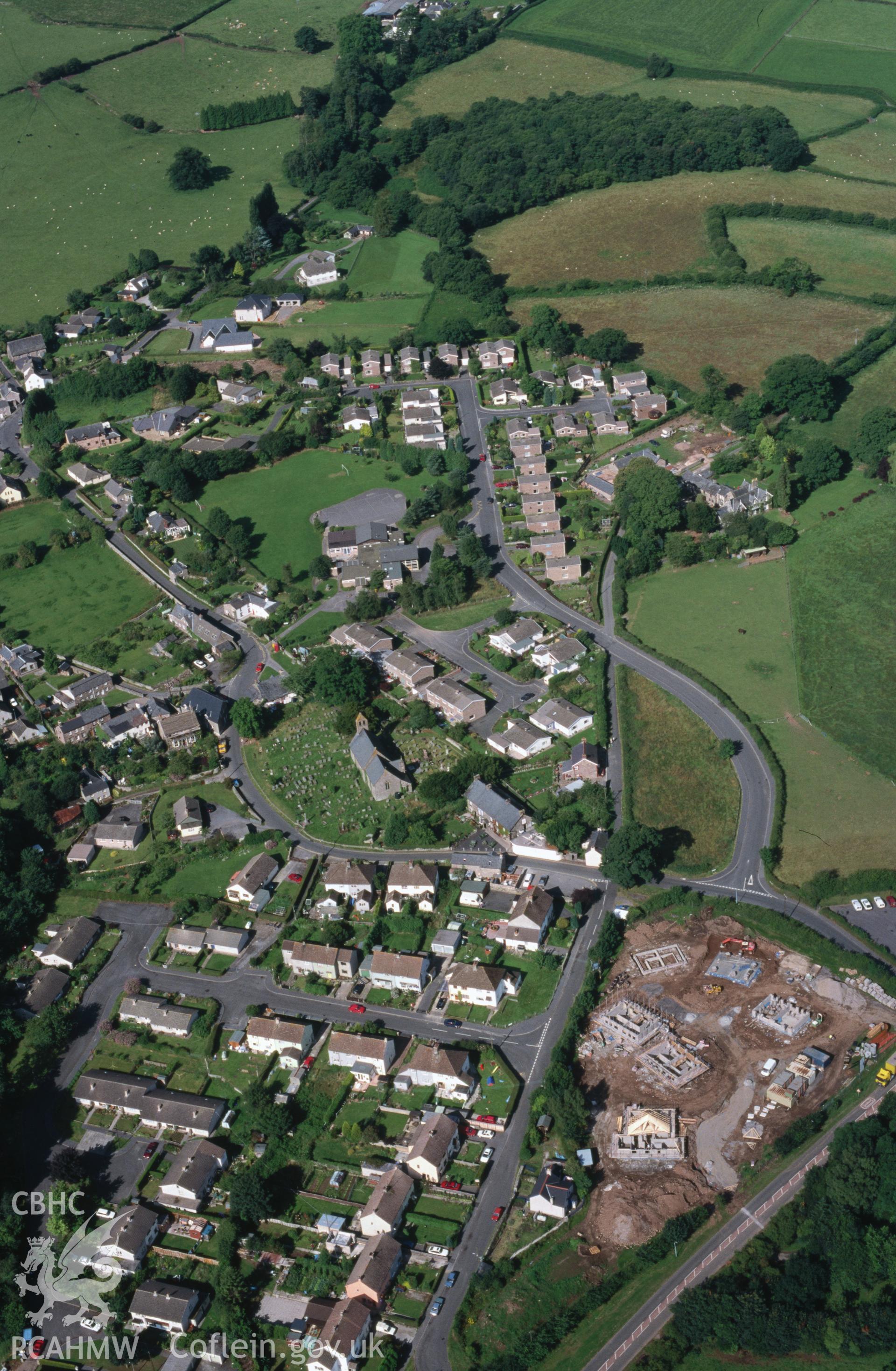 Slide of RCAHMW colour oblique aerial photograph of Llangynidr, taken by T.G. Driver, 24/7/1999.